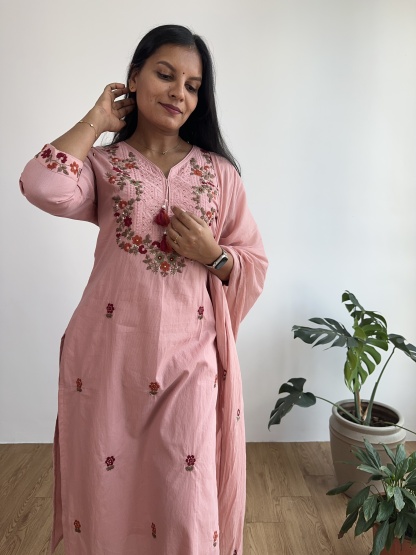 Pink Embroidered Suit