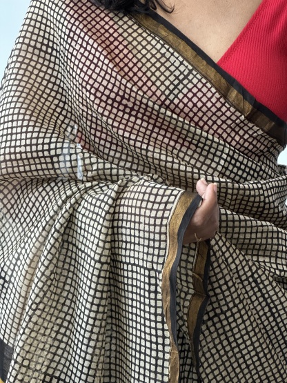 Chanderi Silk Handblock Saree