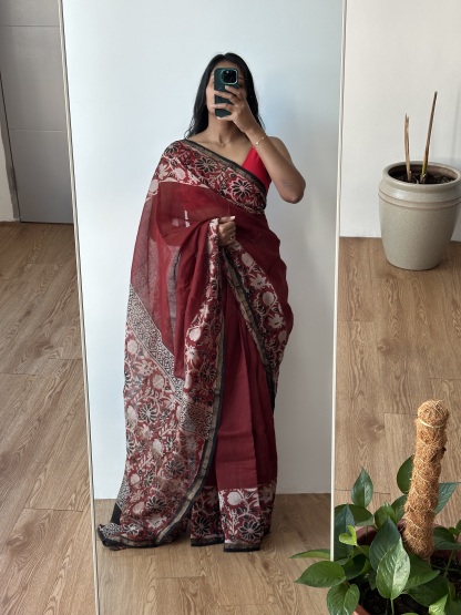 Chanderi Silk Handblock Saree