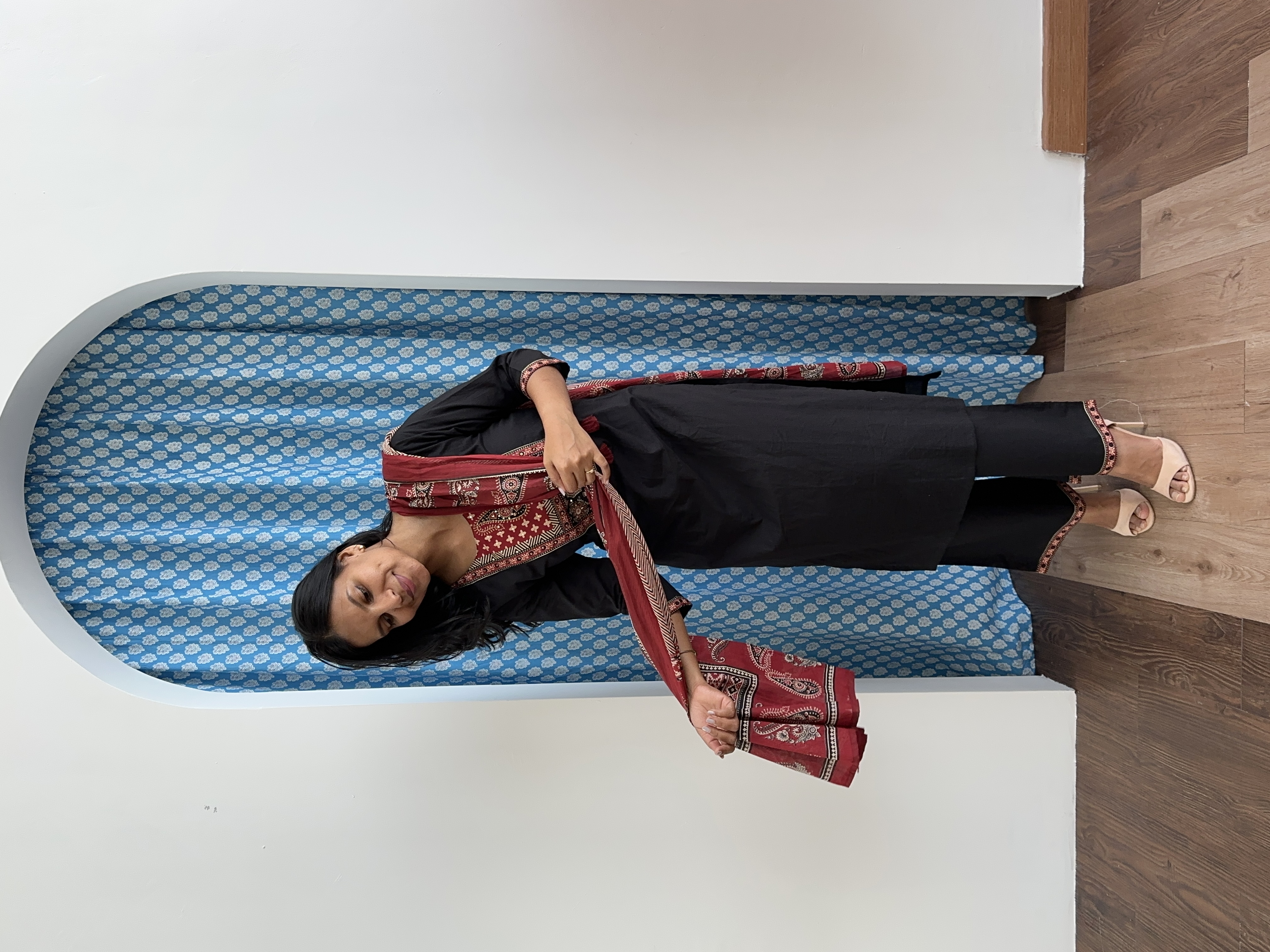 Black Ajrakh Patch Suit
