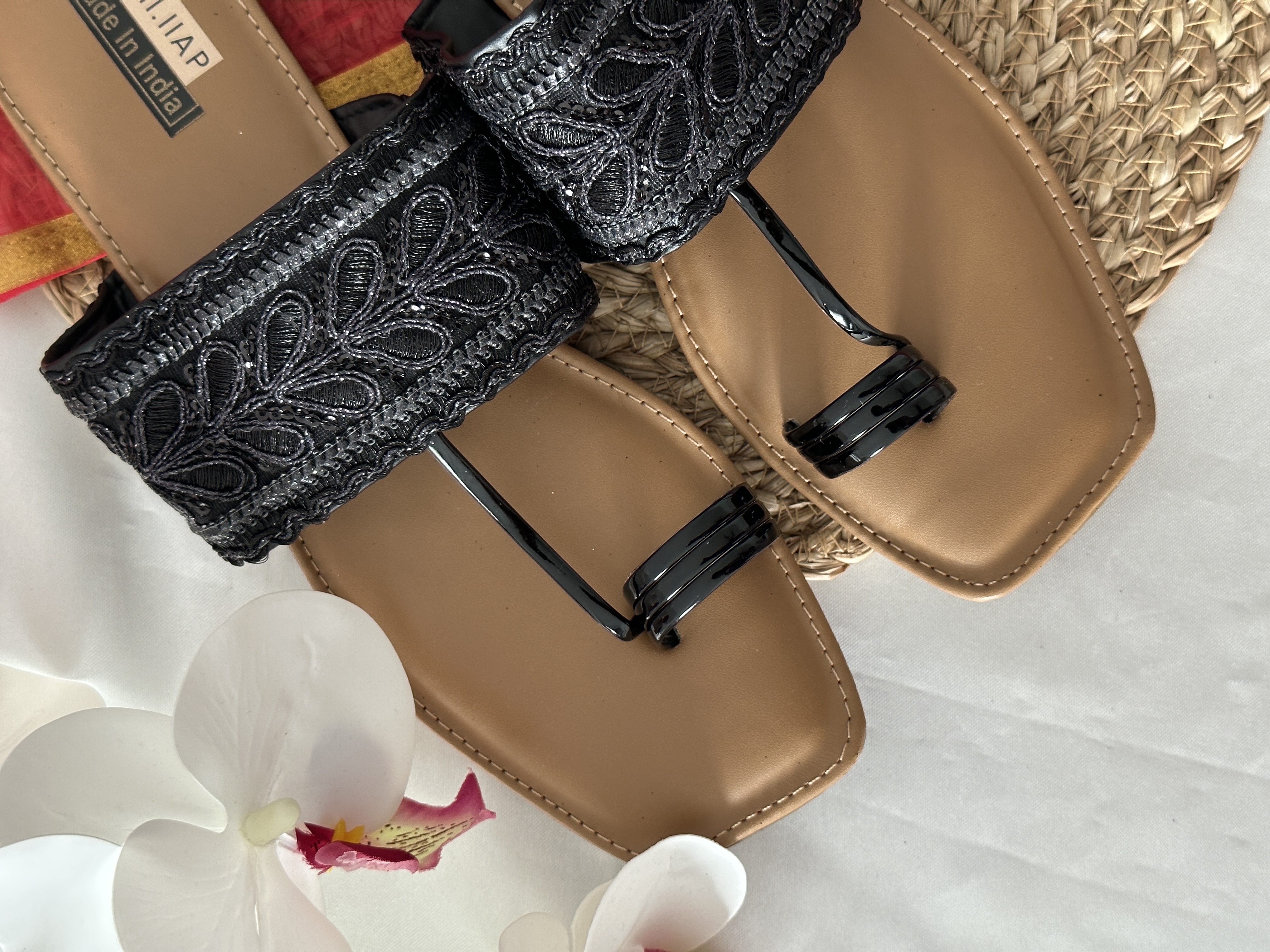 Black Kohlapuri Slip on Chappal