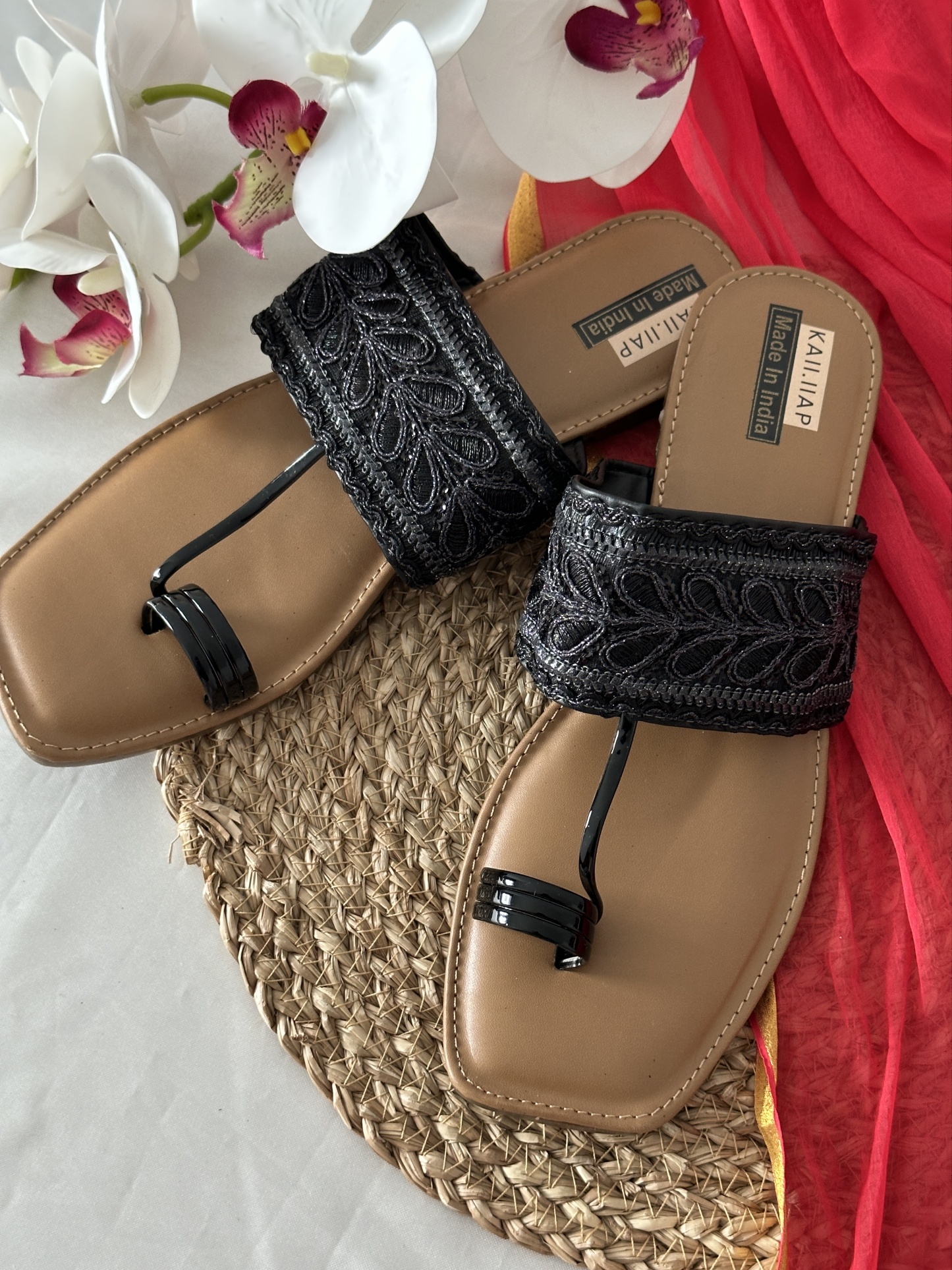 Black Kohlapuri Slip on Chappal