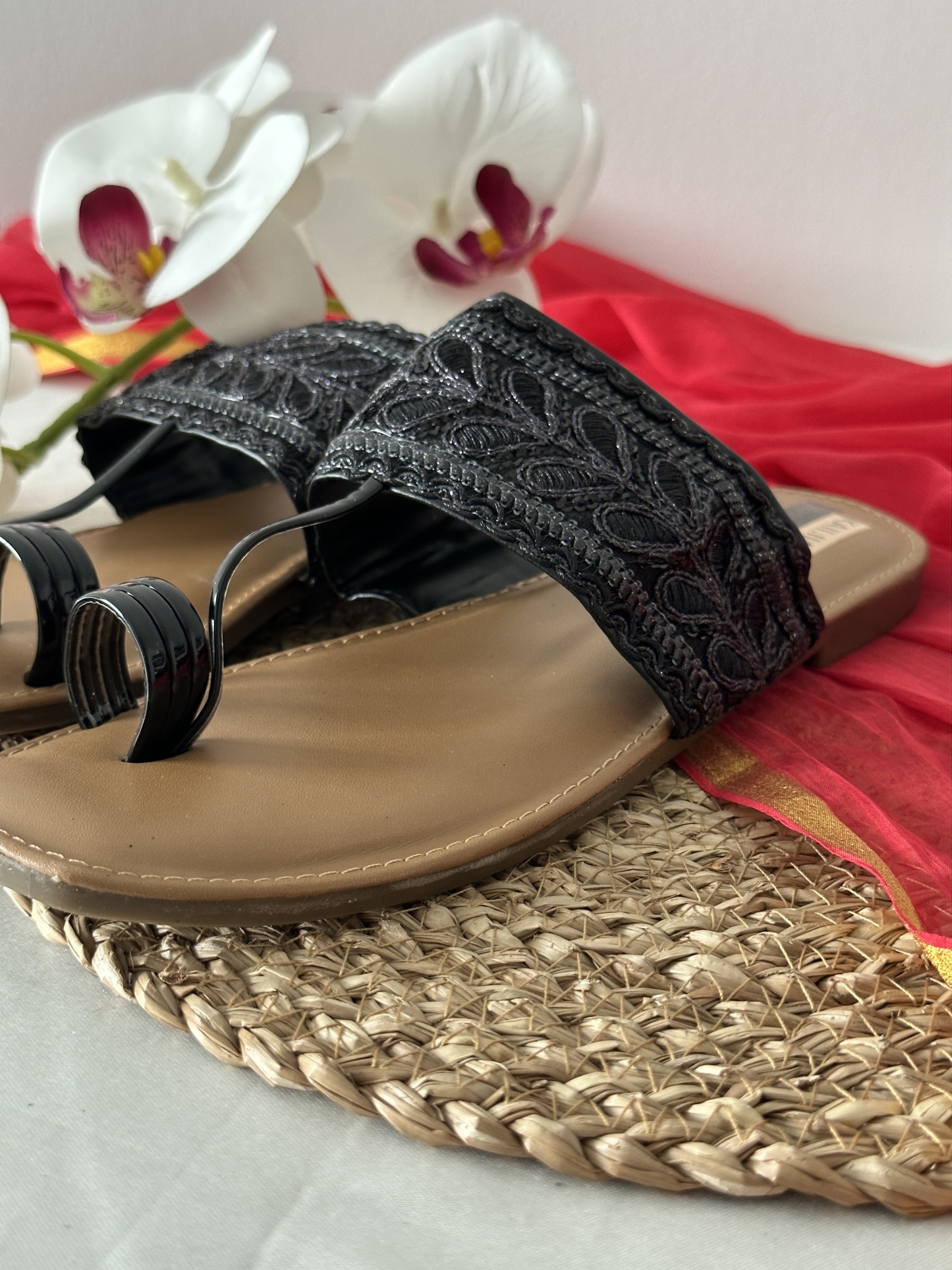 Black Kohlapuri Slip on Chappal