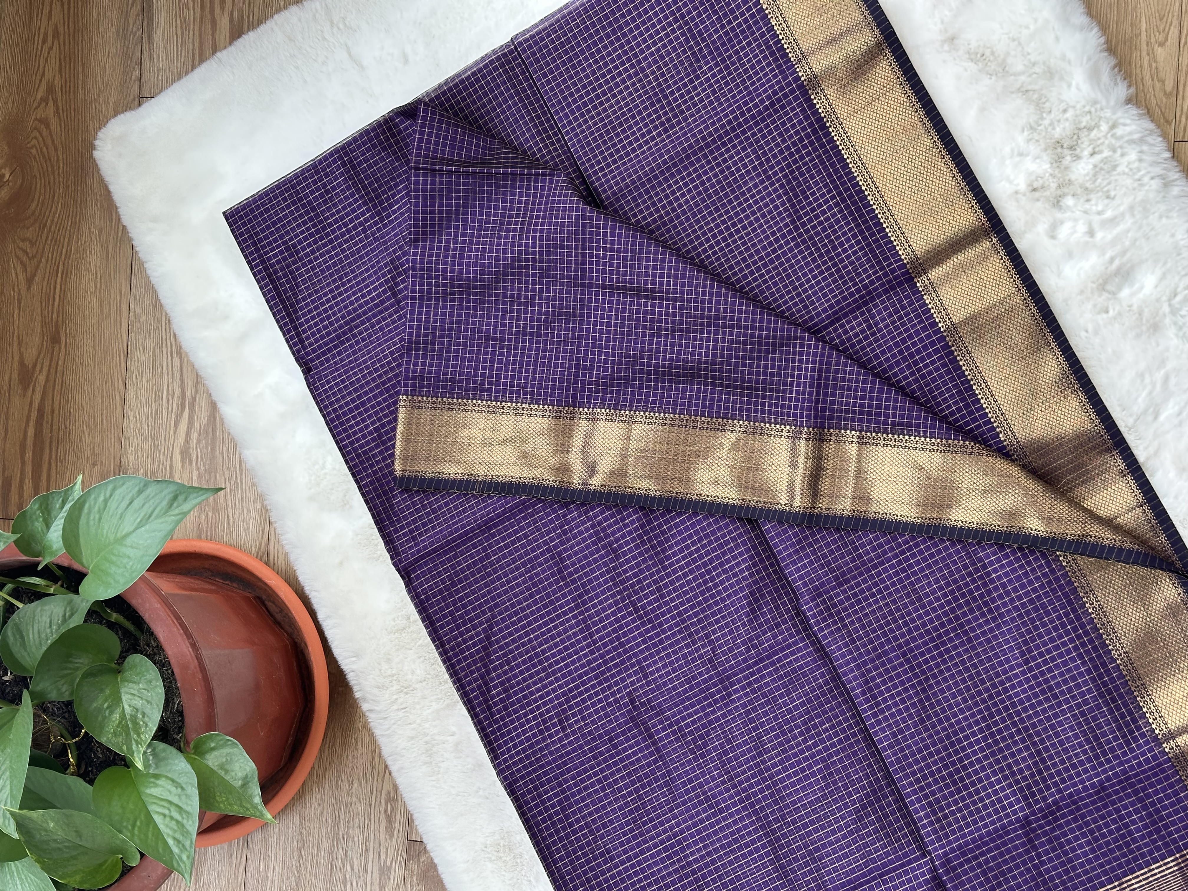 Maheshwari Handloom Check Saree
