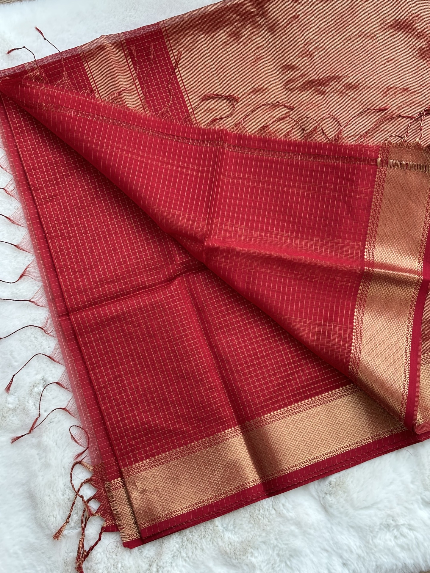 Maheshwari Handloom Check Saree