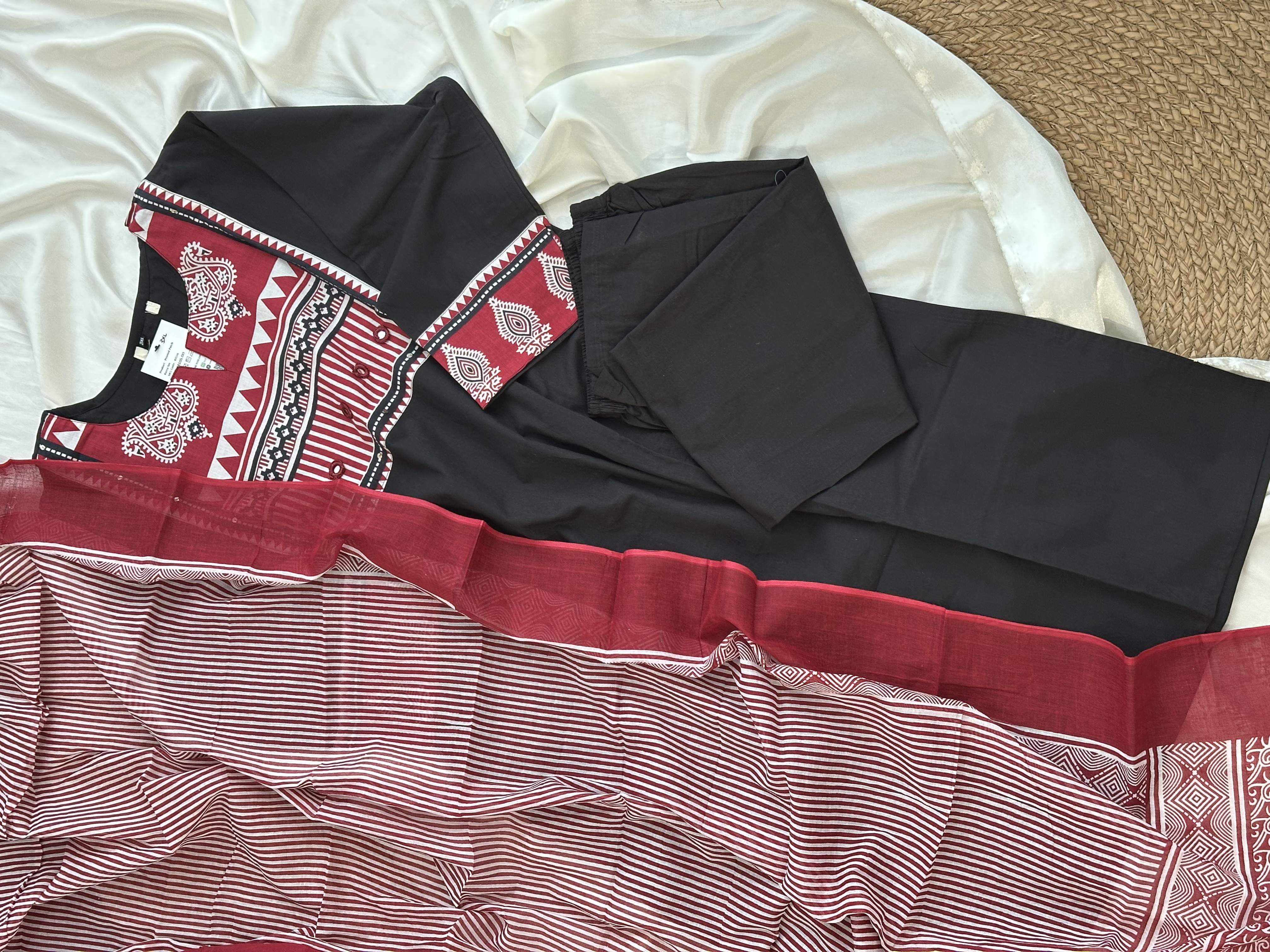 Printed Patch Kurta Set