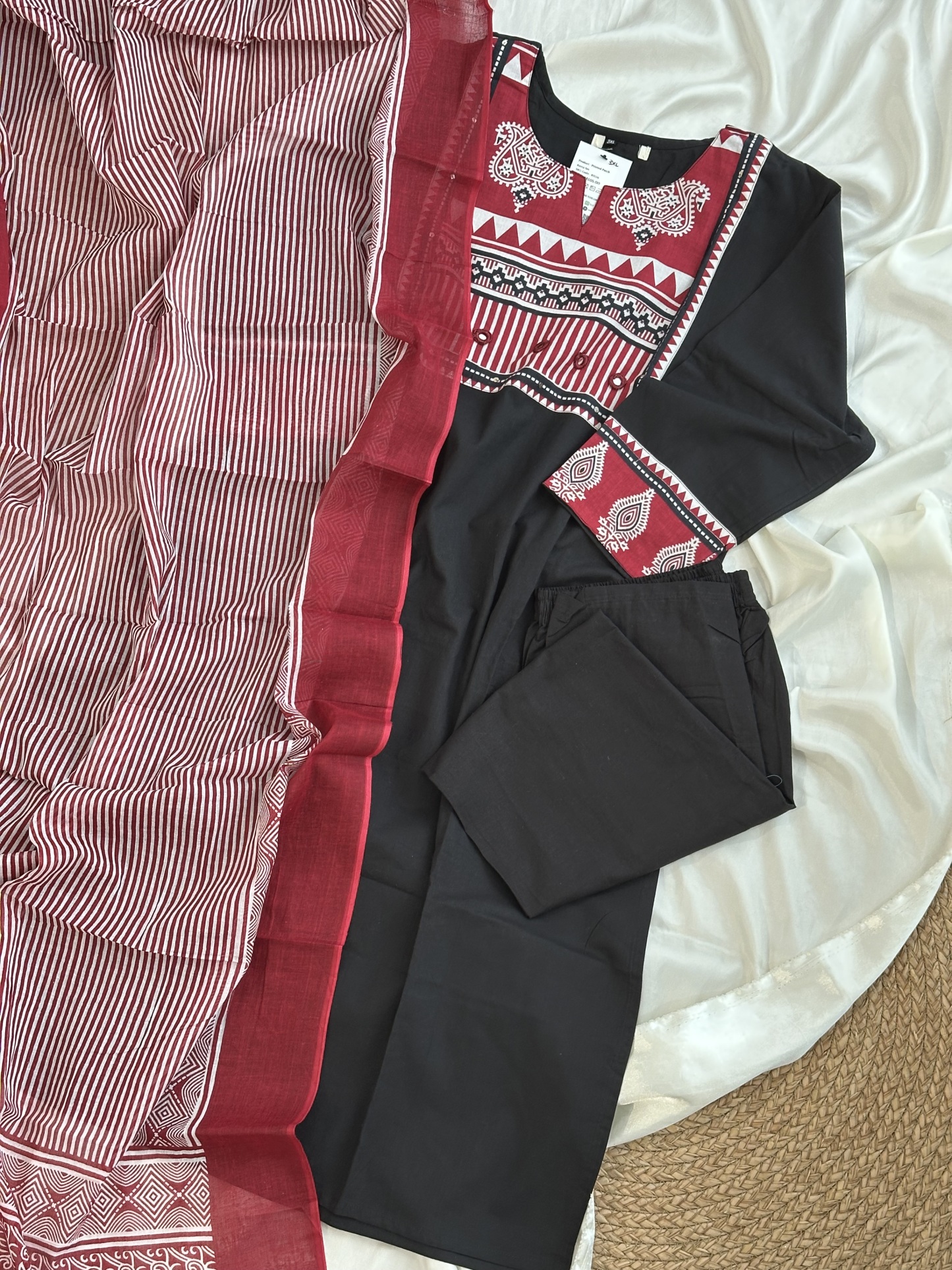 Printed Patch Kurta Set