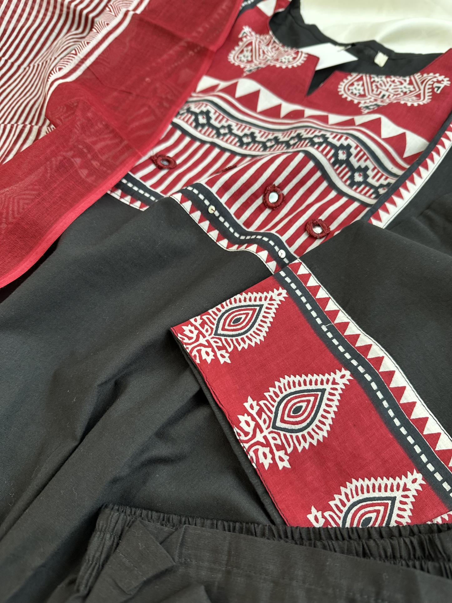 Printed Patch Kurta Set