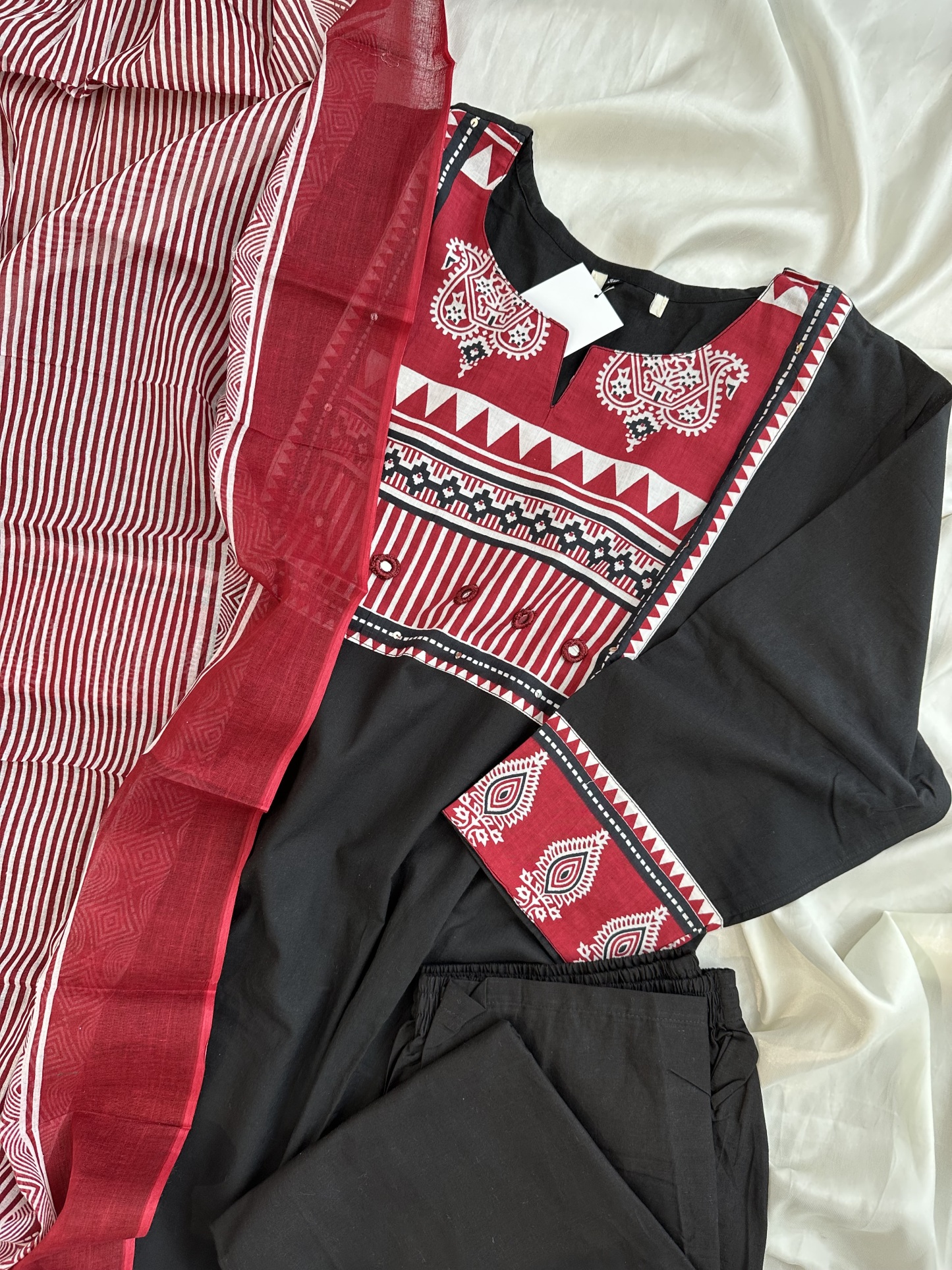 Printed Patch Kurta Set