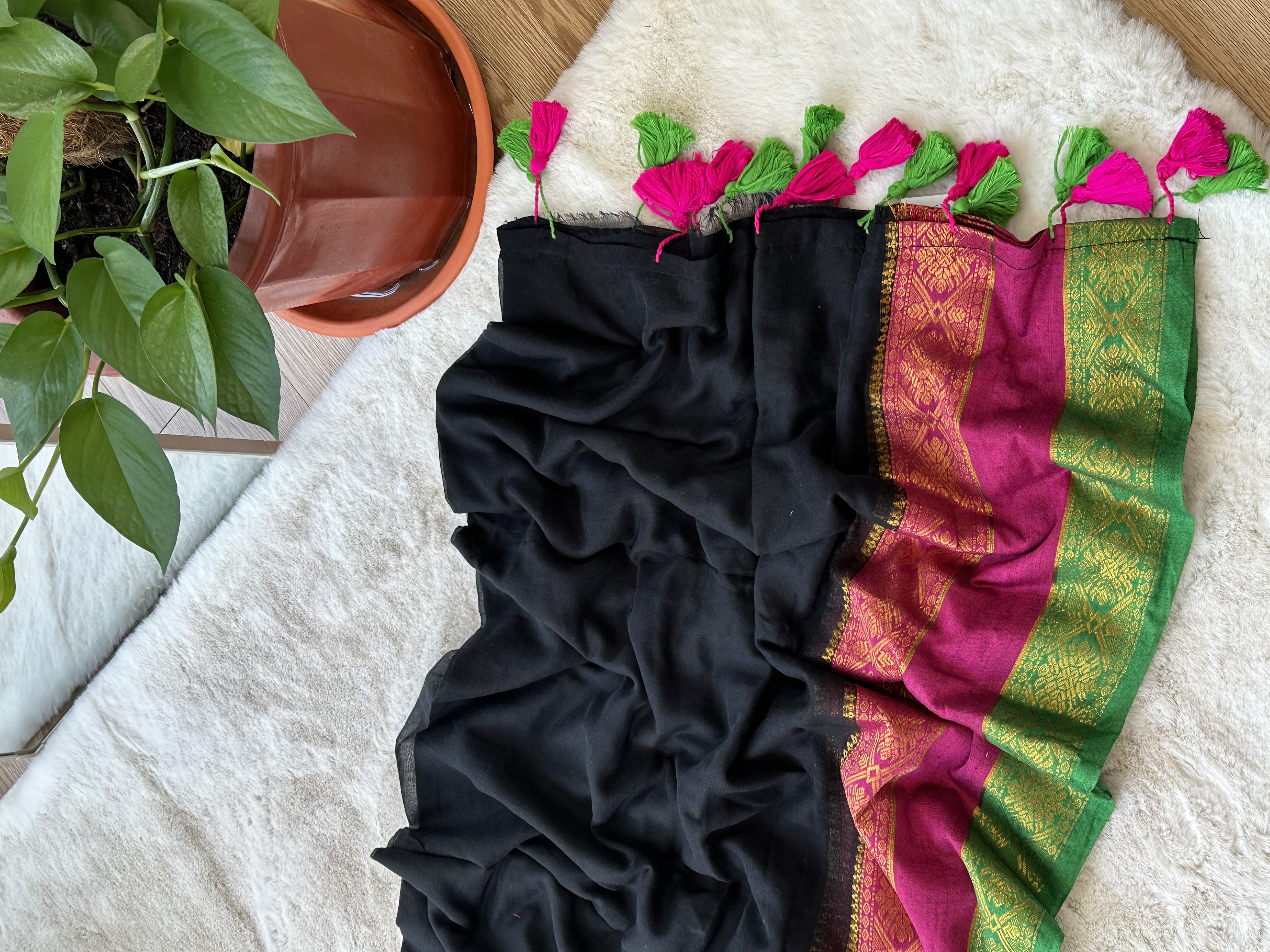 Kanchi Border Mul Saree with bp