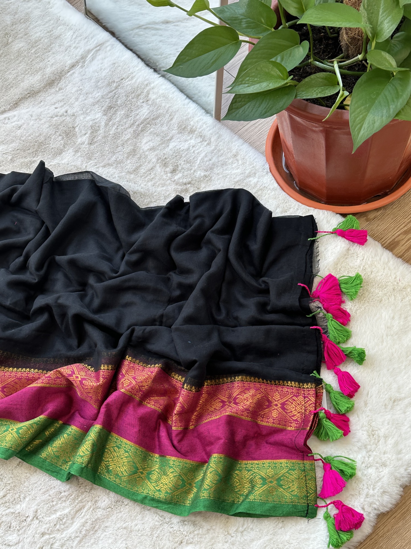 Kanchi Border Mul Saree with bp