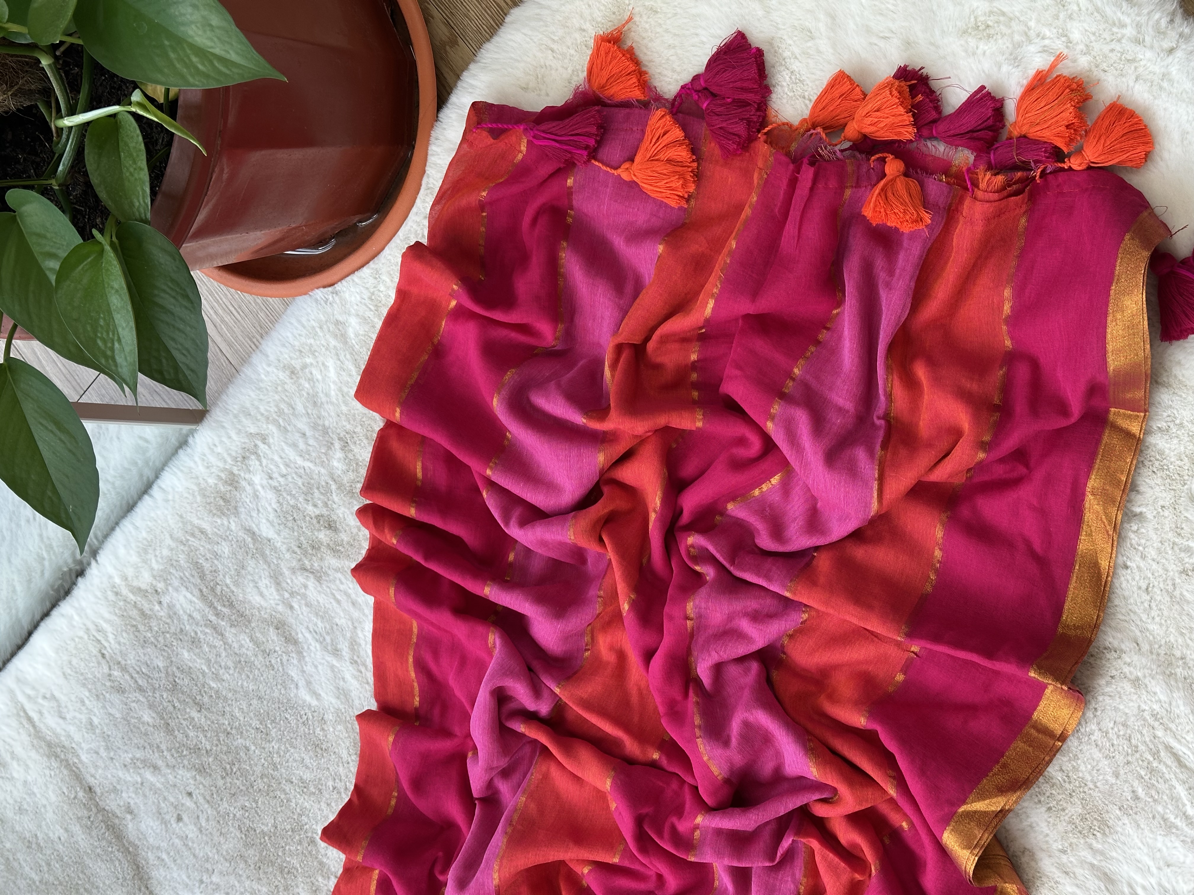 Mul Cotton Rainbow Saree