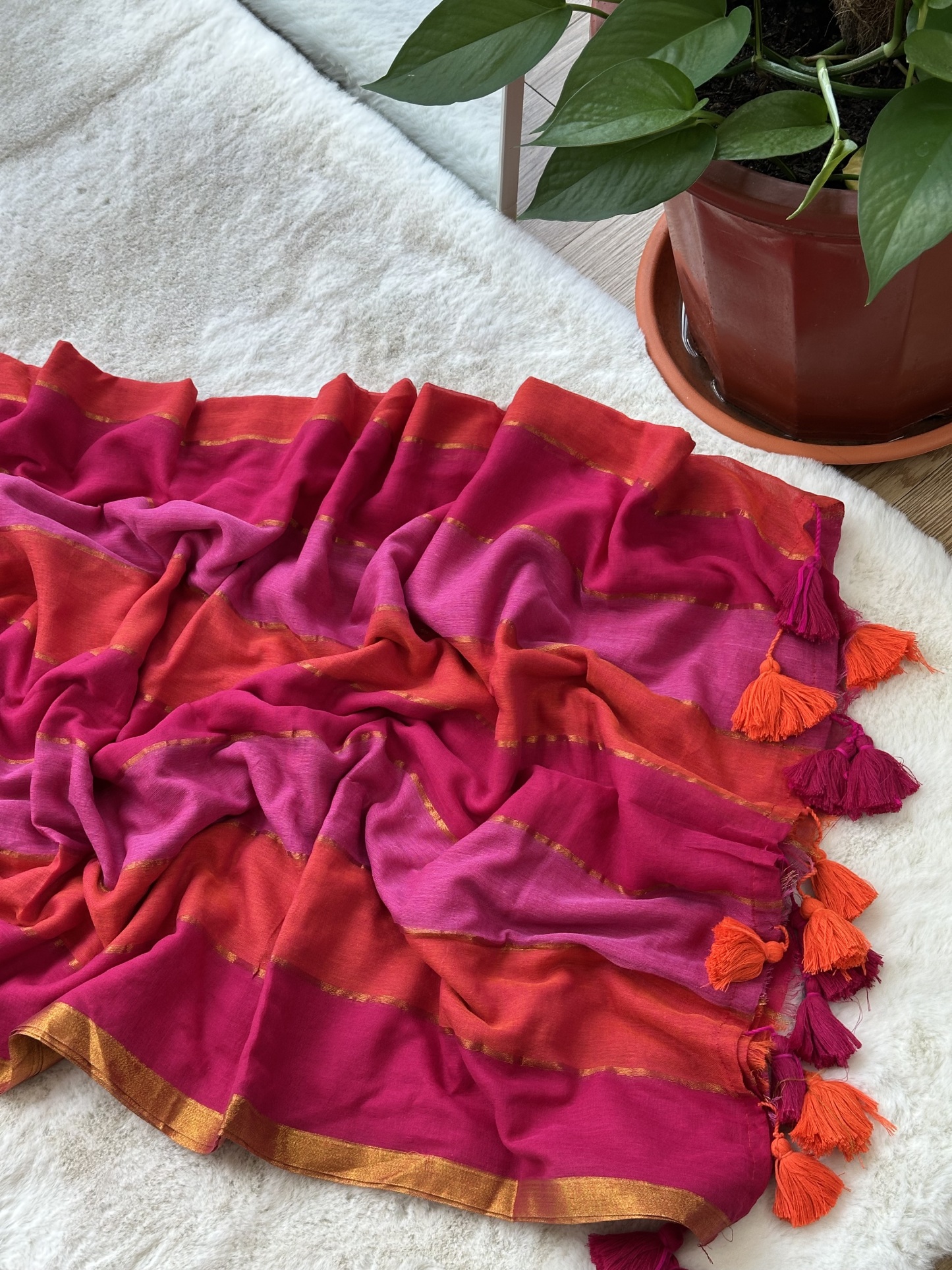 Mul Cotton Rainbow Saree