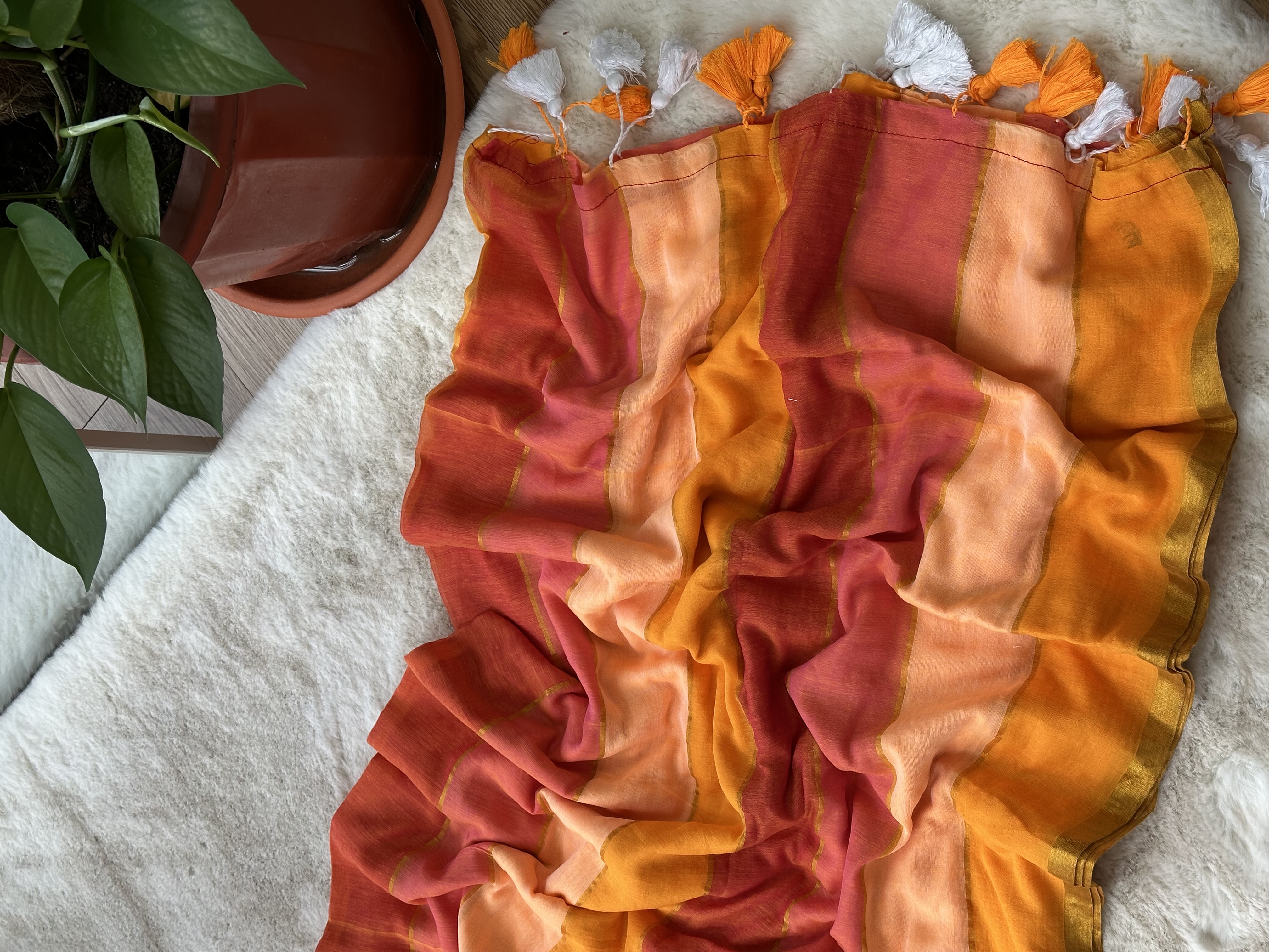 Mul Cotton Rainbow Saree