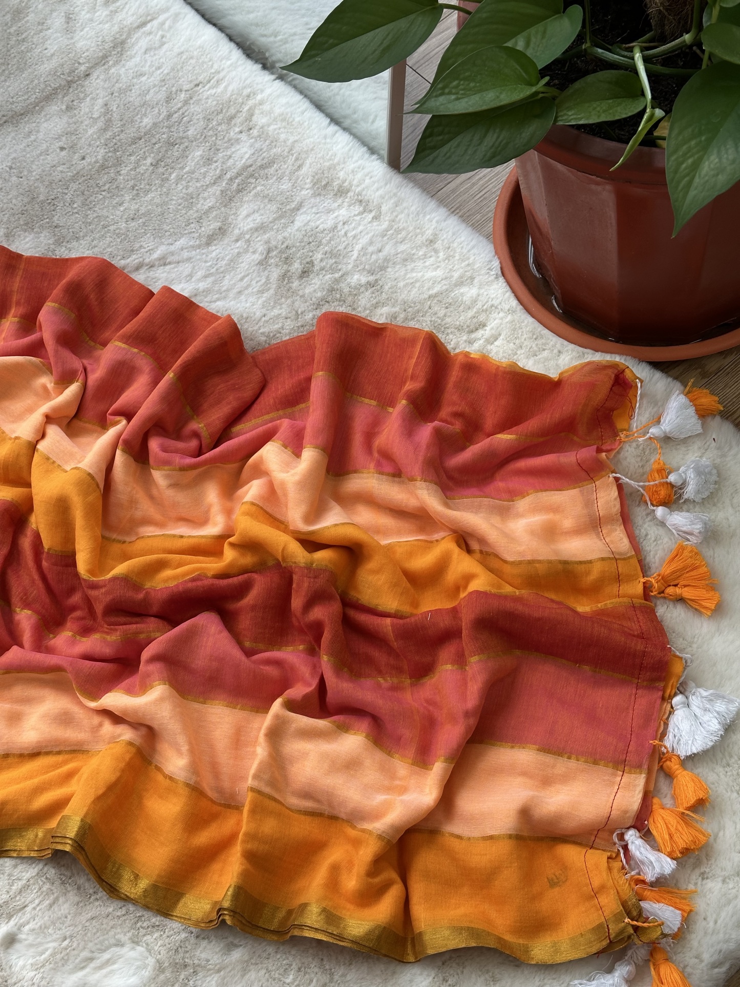 Mul Cotton Rainbow Saree