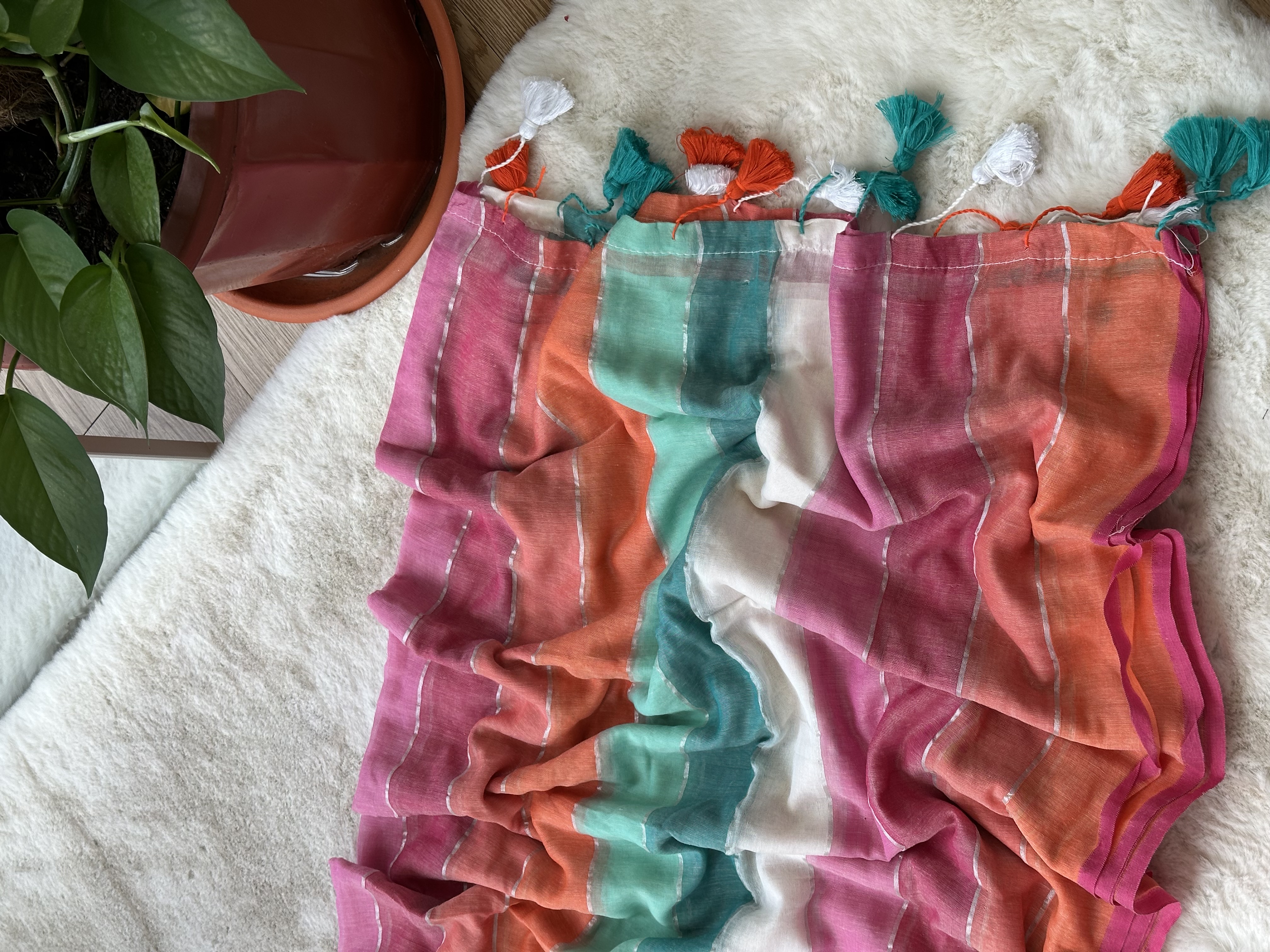 Mul Cotton Rainbow Saree