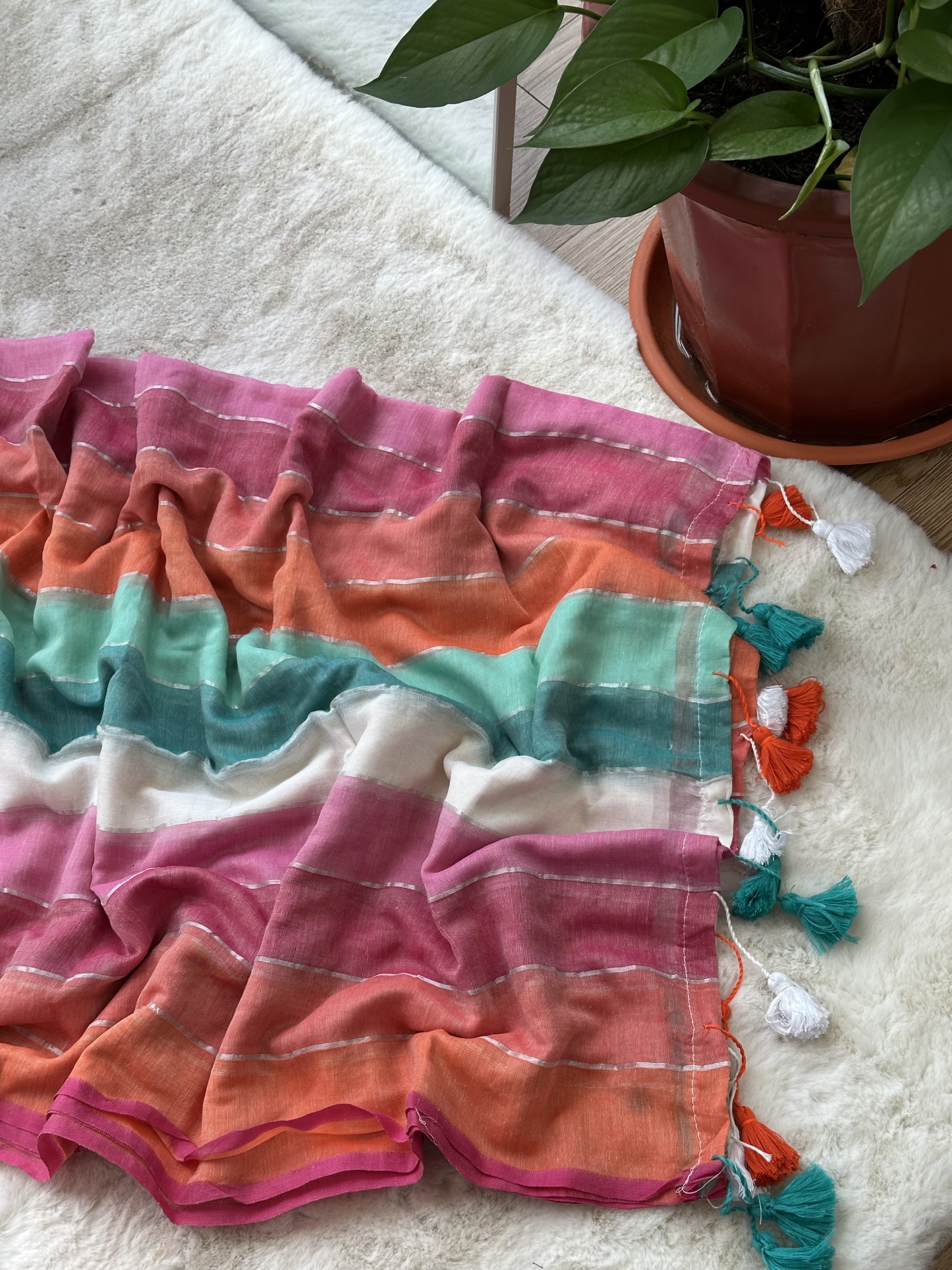 Mul Cotton Rainbow Saree