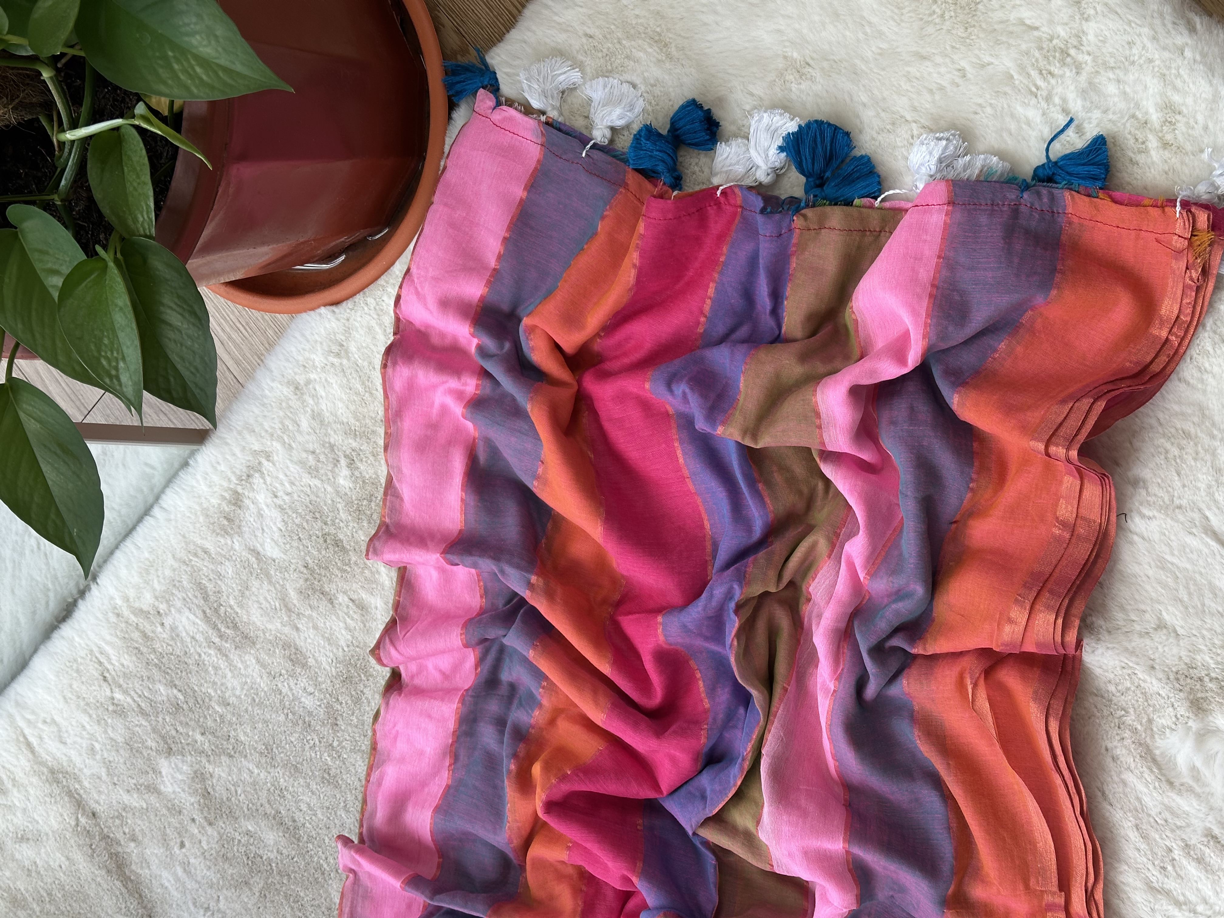 Mul Cotton Rainbow Saree