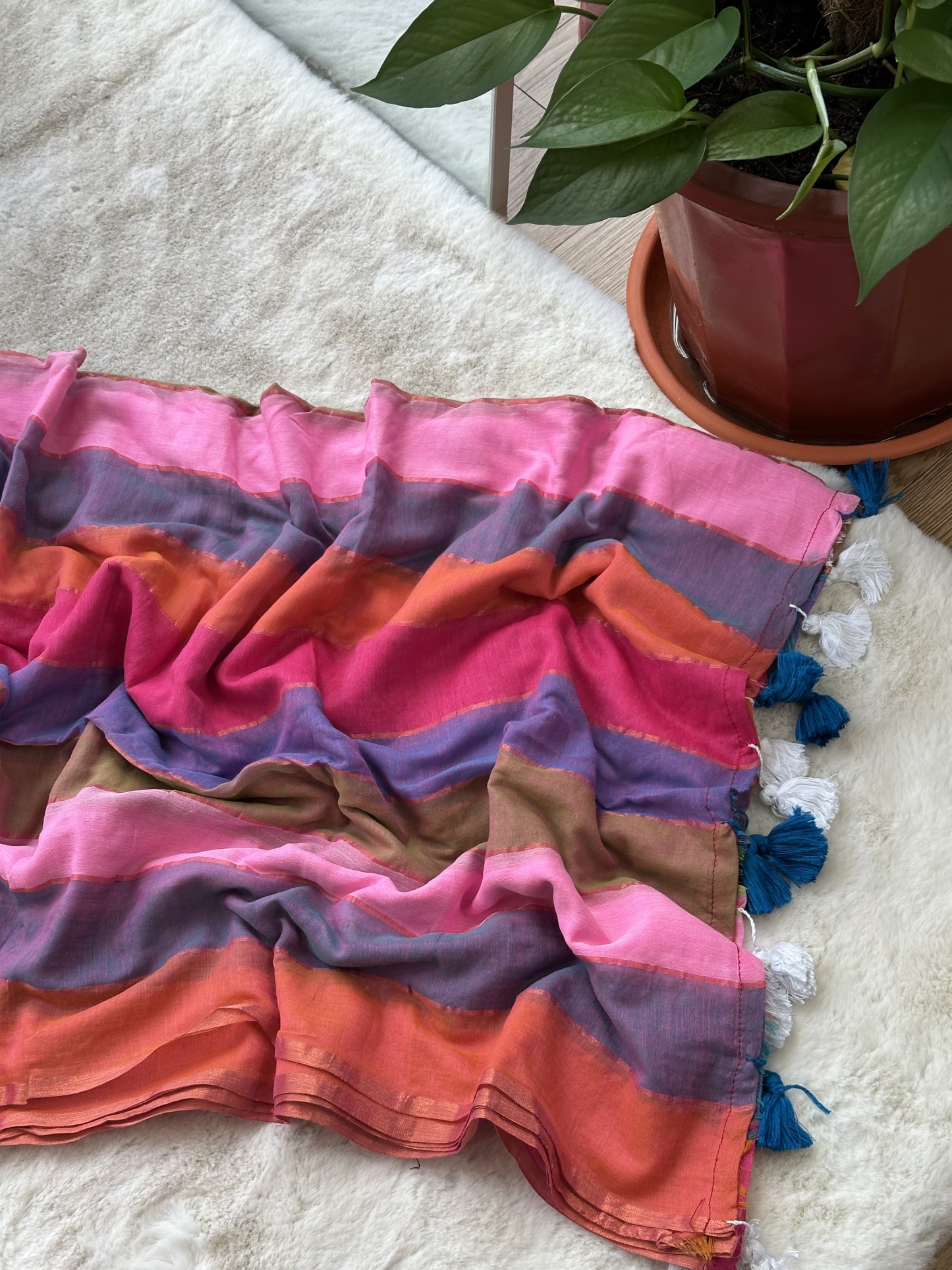 Mul Cotton Rainbow Saree