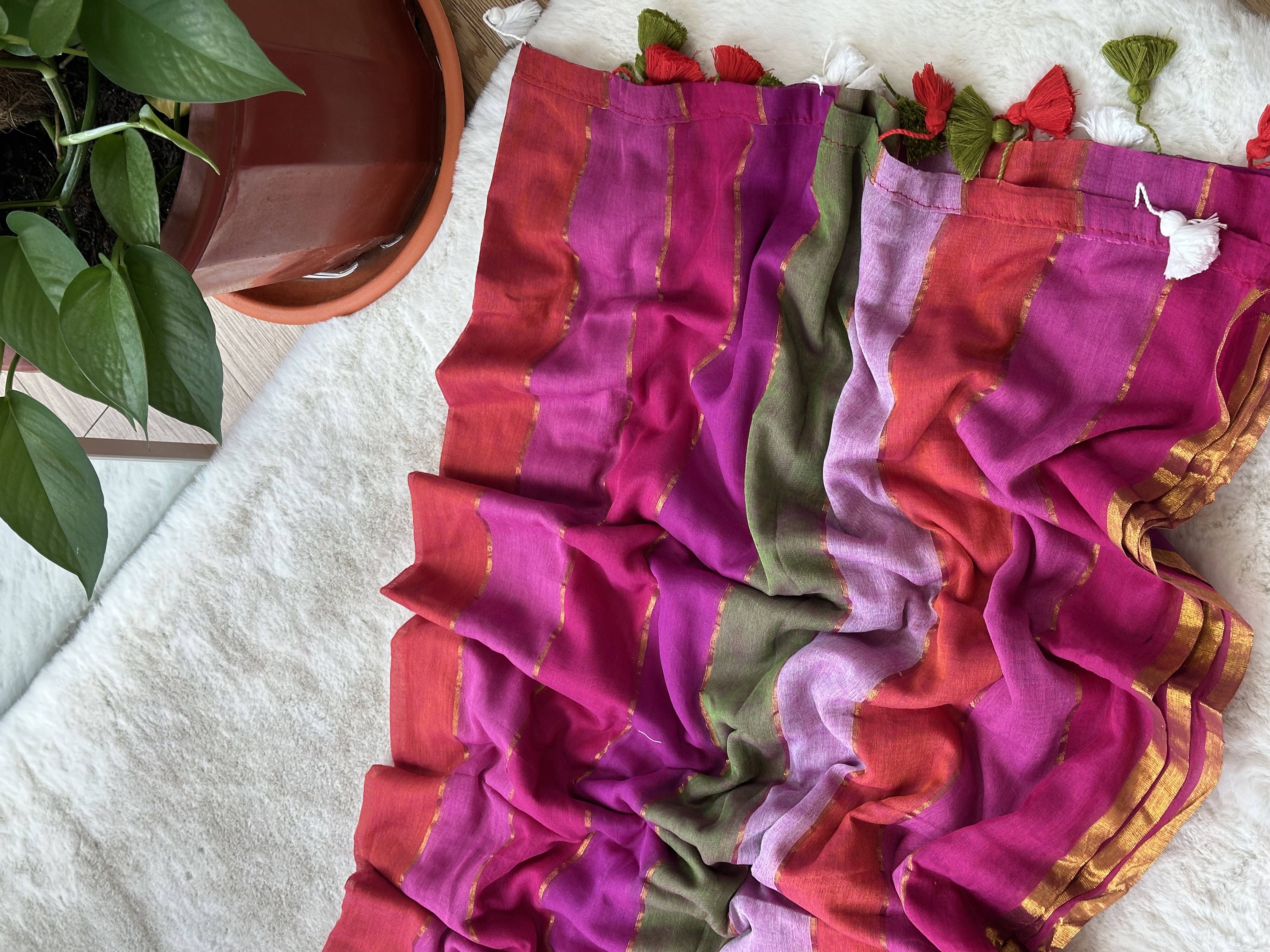 Mul Cotton Rainbow Saree