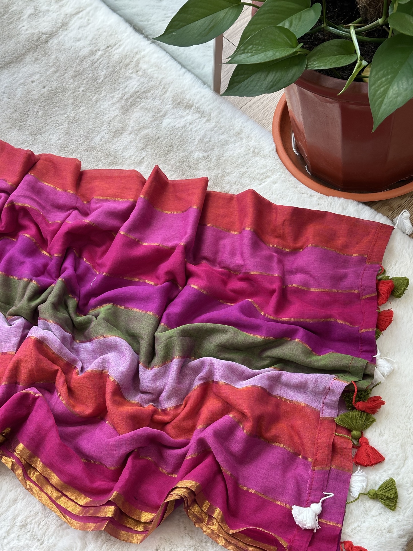 Mul Cotton Rainbow Saree