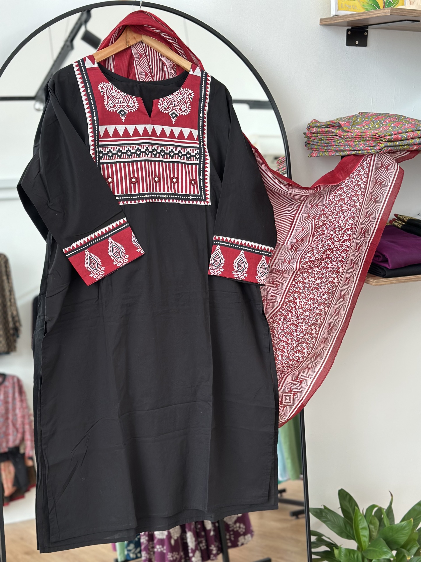 Printed Patch Kurta Set