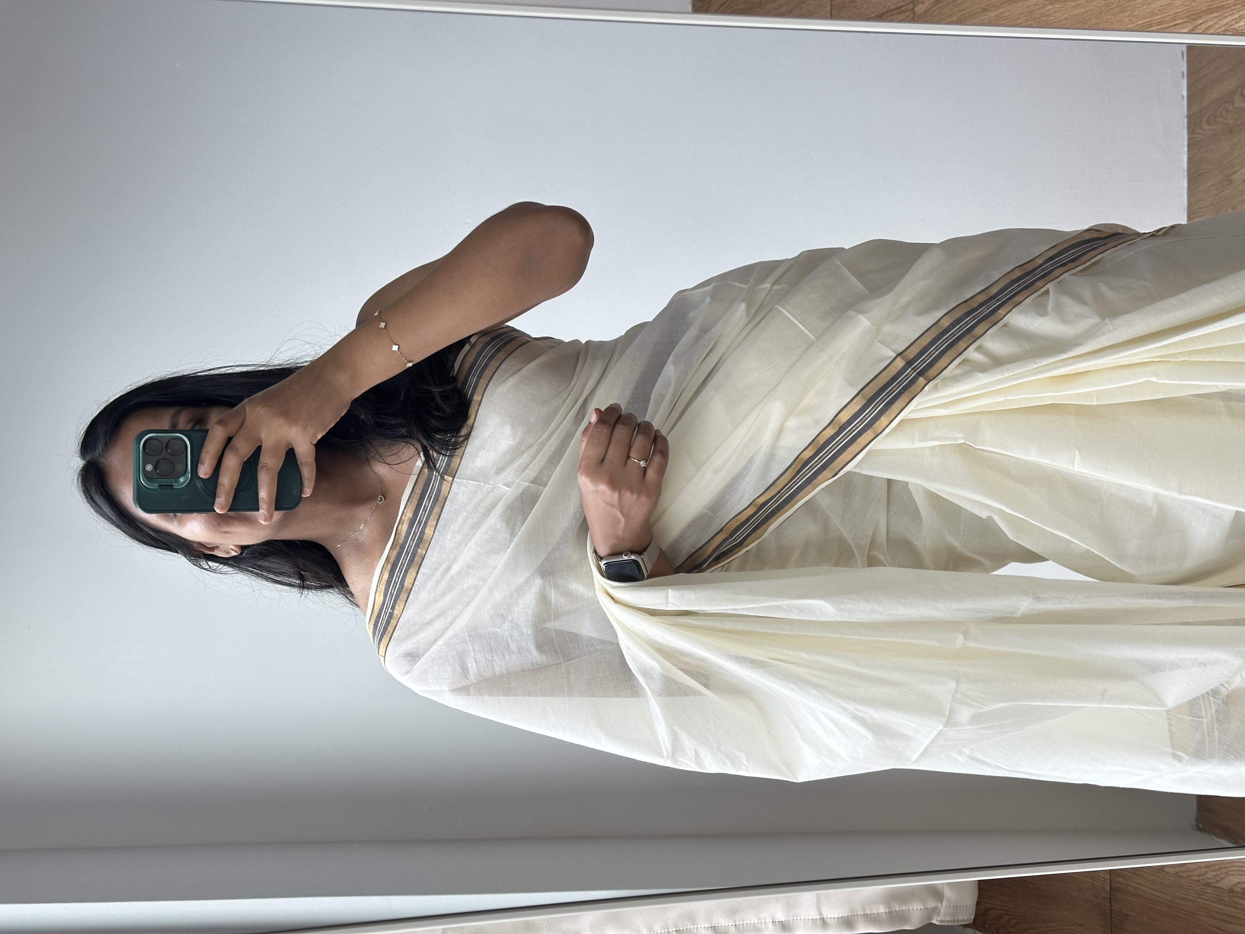 Handloom Cotton Kasavu Saree