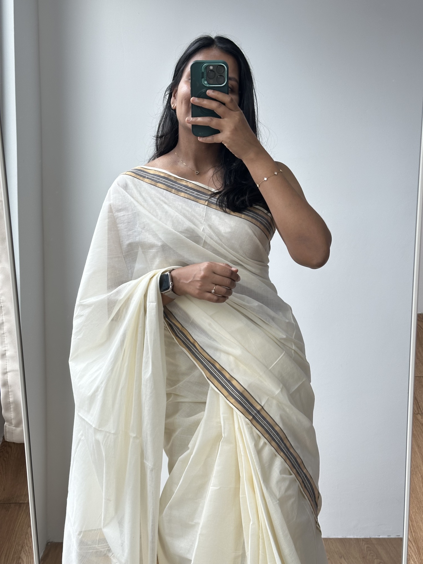 Handloom Cotton Kasavu Saree
