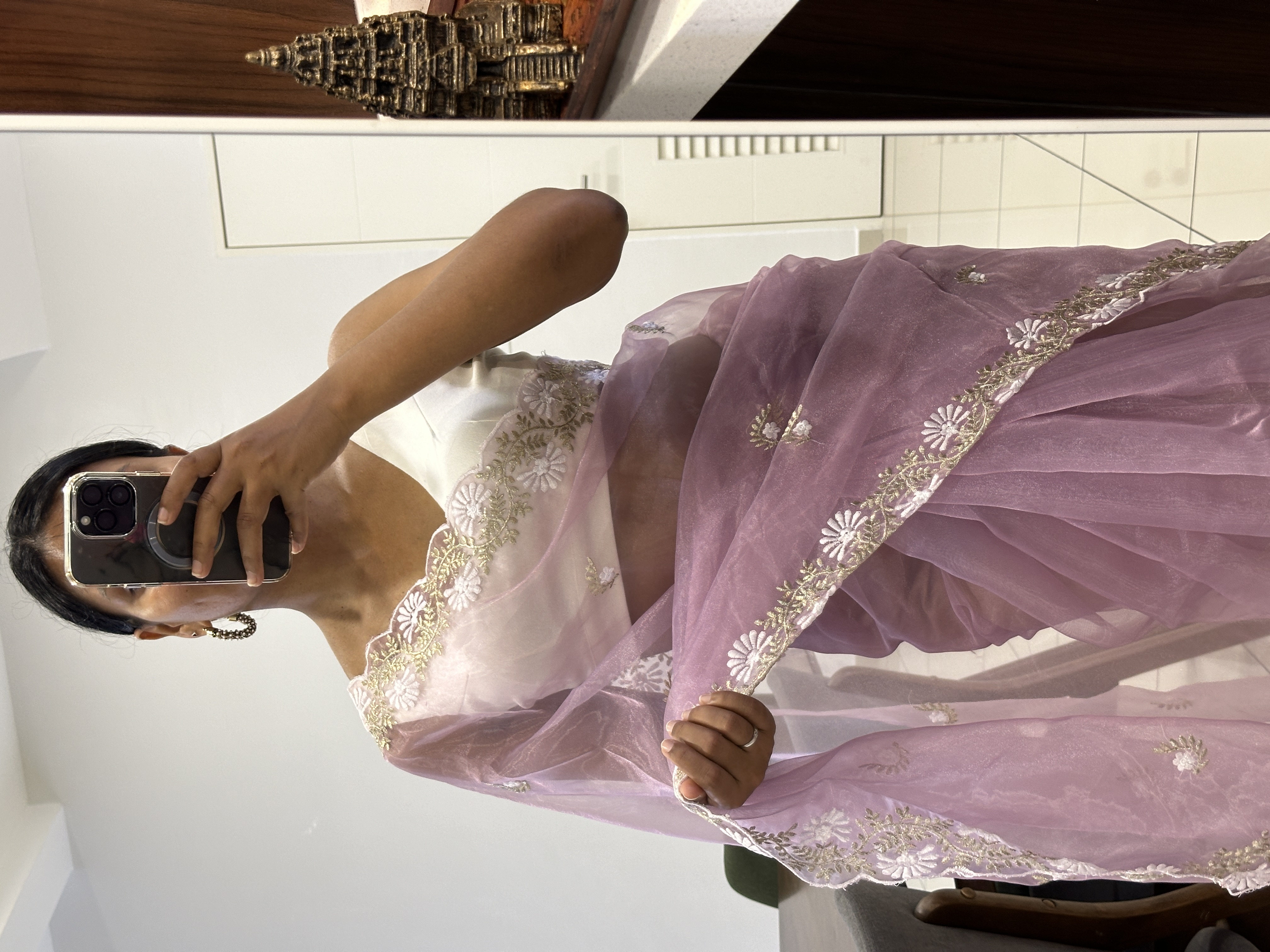 Organza Saree with Scallop Border