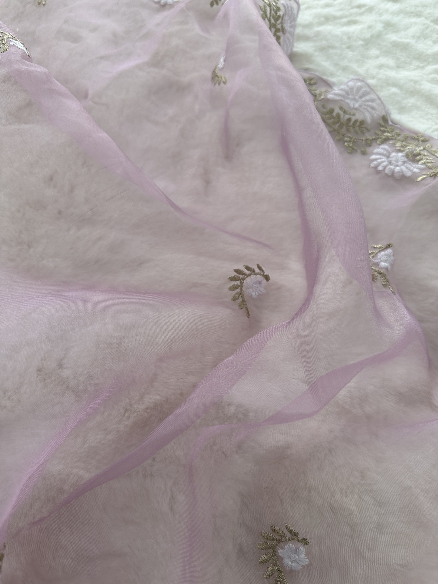 Organza Saree with Scallop Border