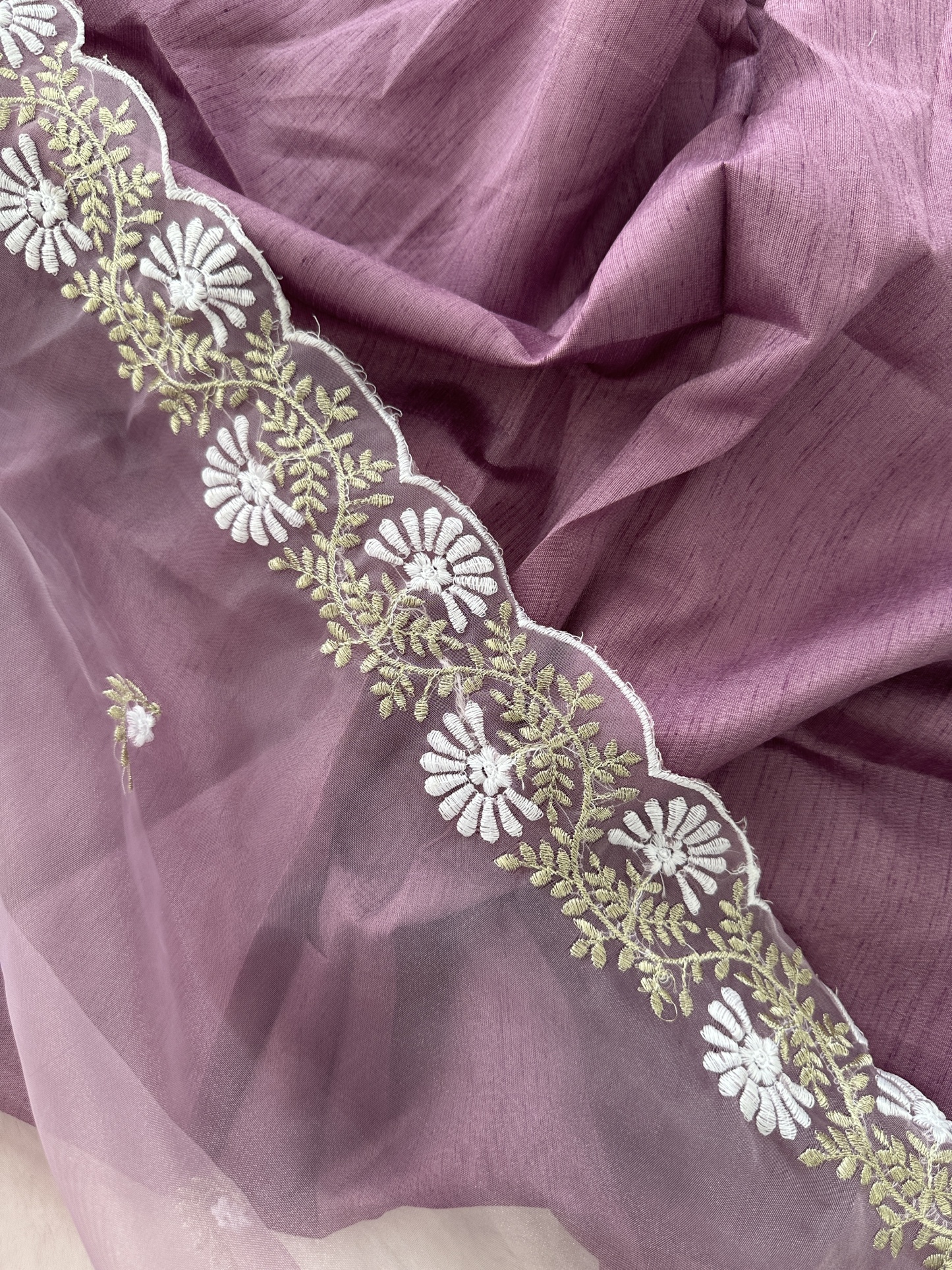 Organza Saree with Scallop Border