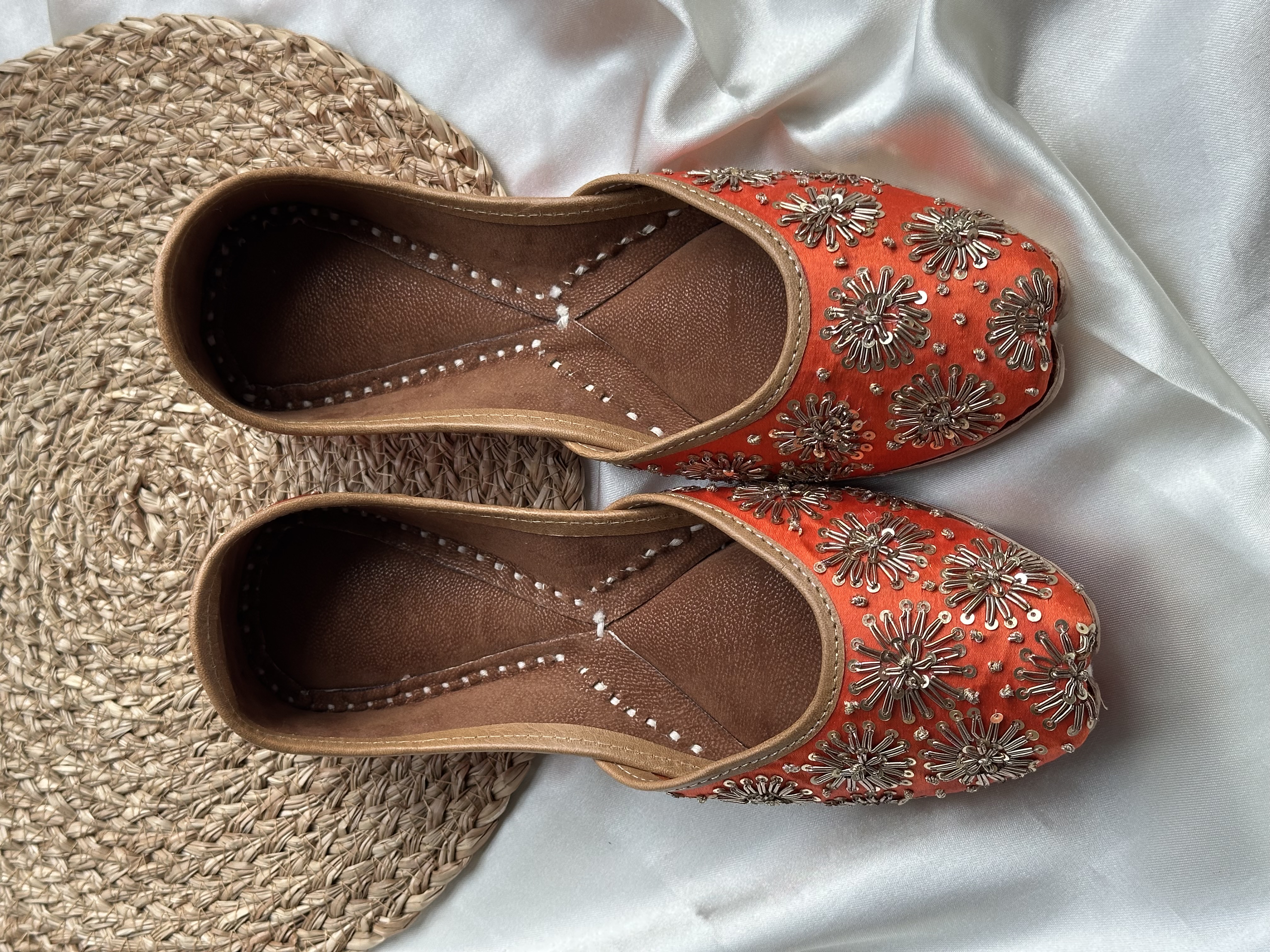 Orange Sequinned Jutti