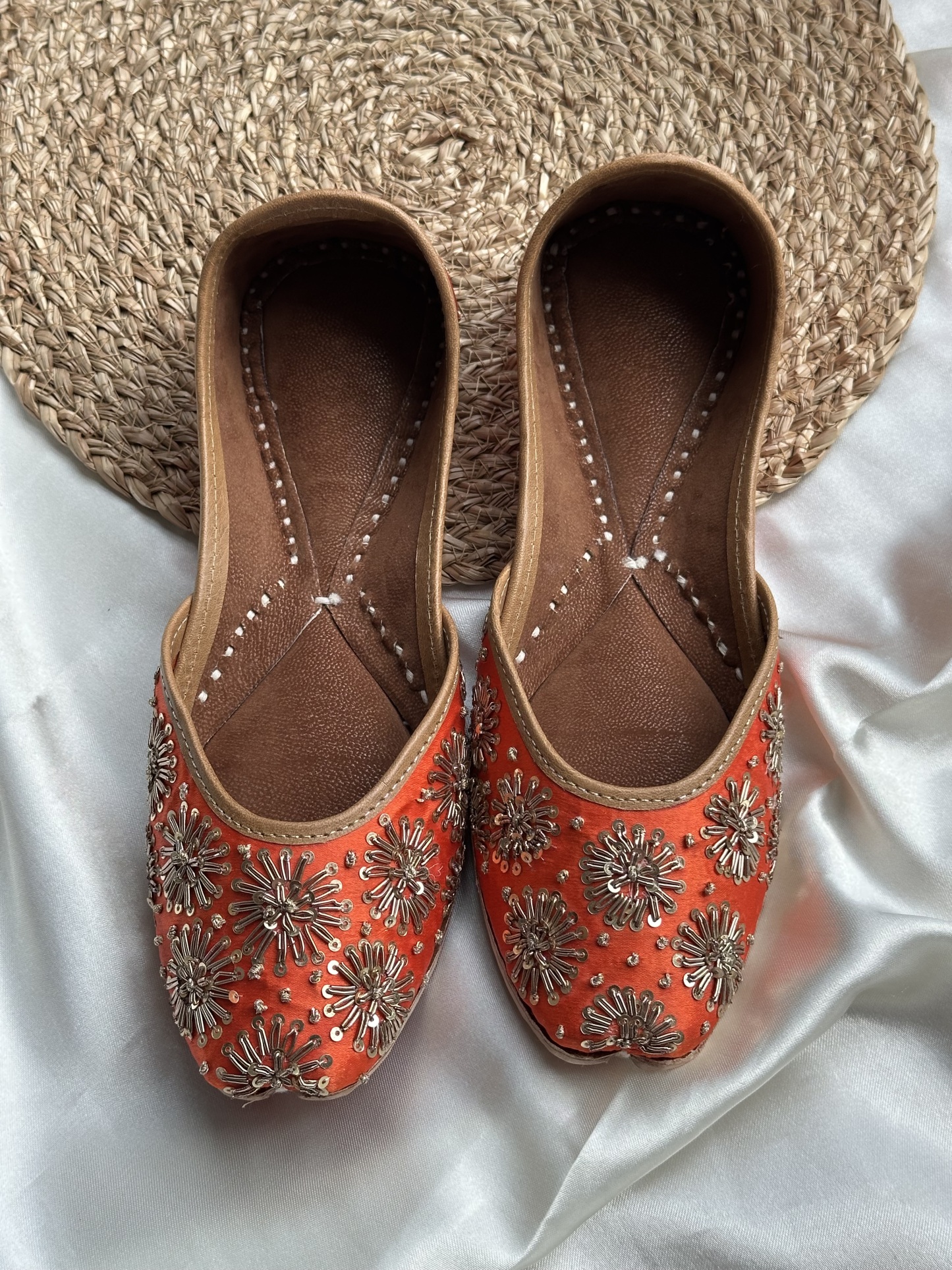 Orange Sequinned Jutti