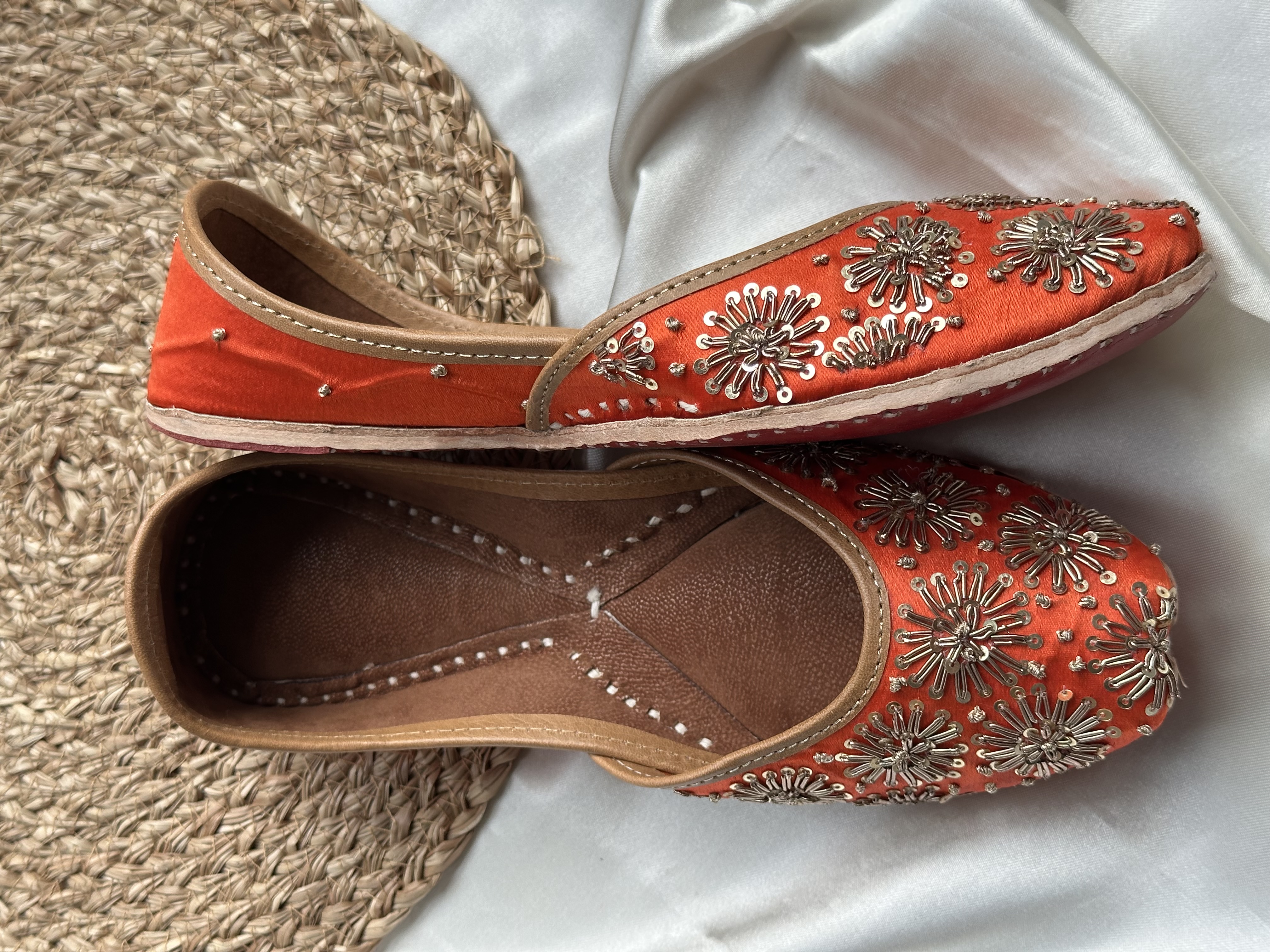 Orange Sequinned Jutti
