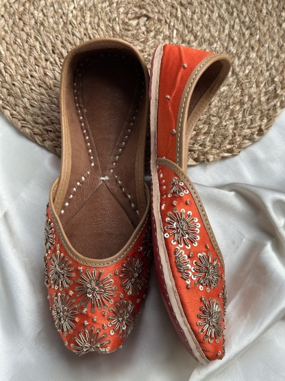 Orange Sequinned Jutti