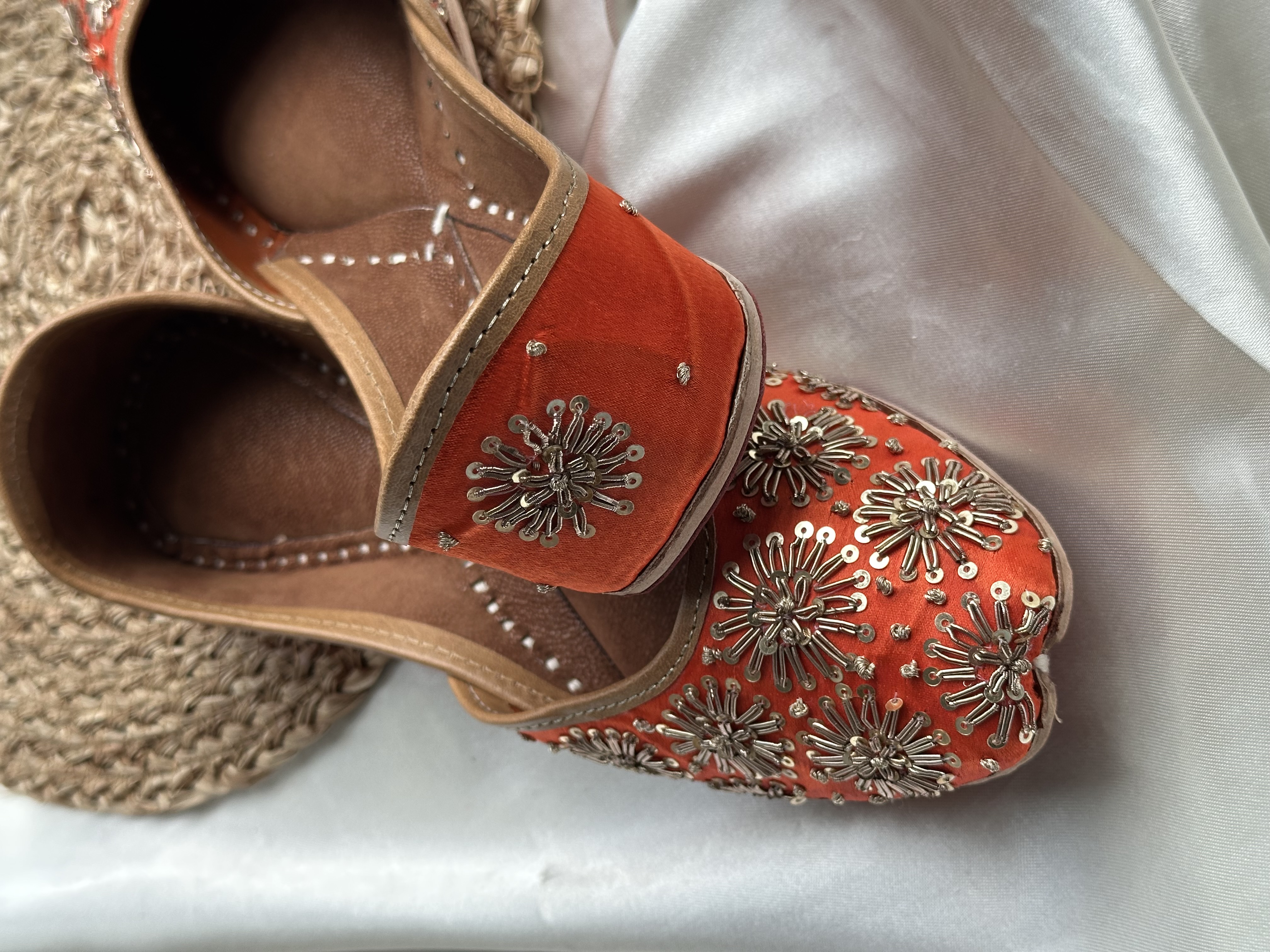 Orange Sequinned Jutti