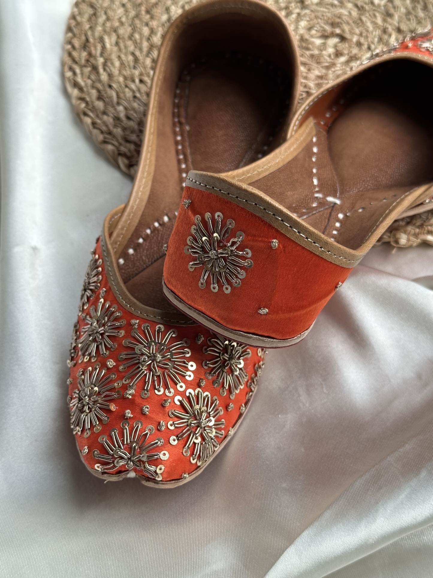 Orange Sequinned Jutti