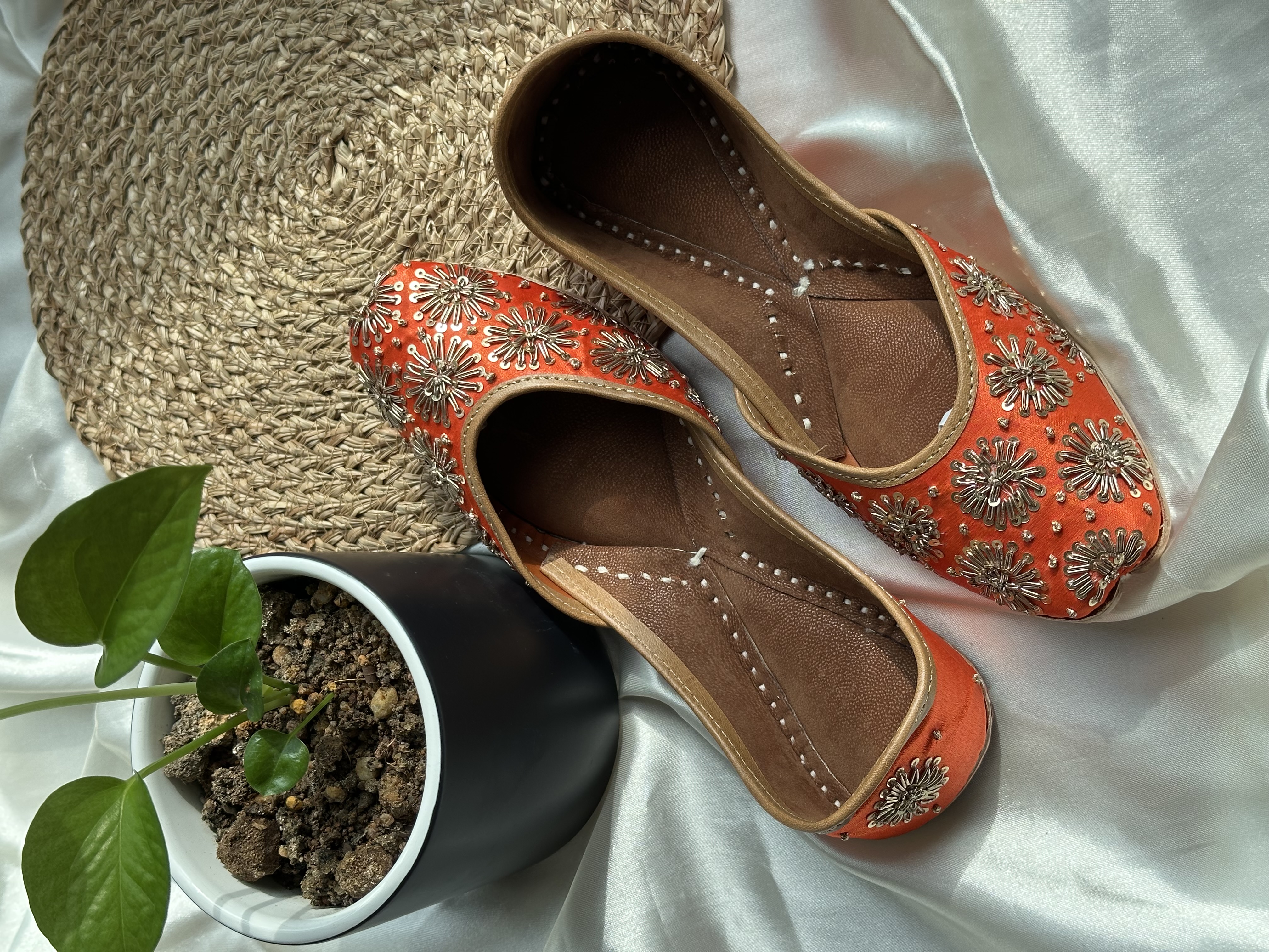 Orange Sequinned Jutti