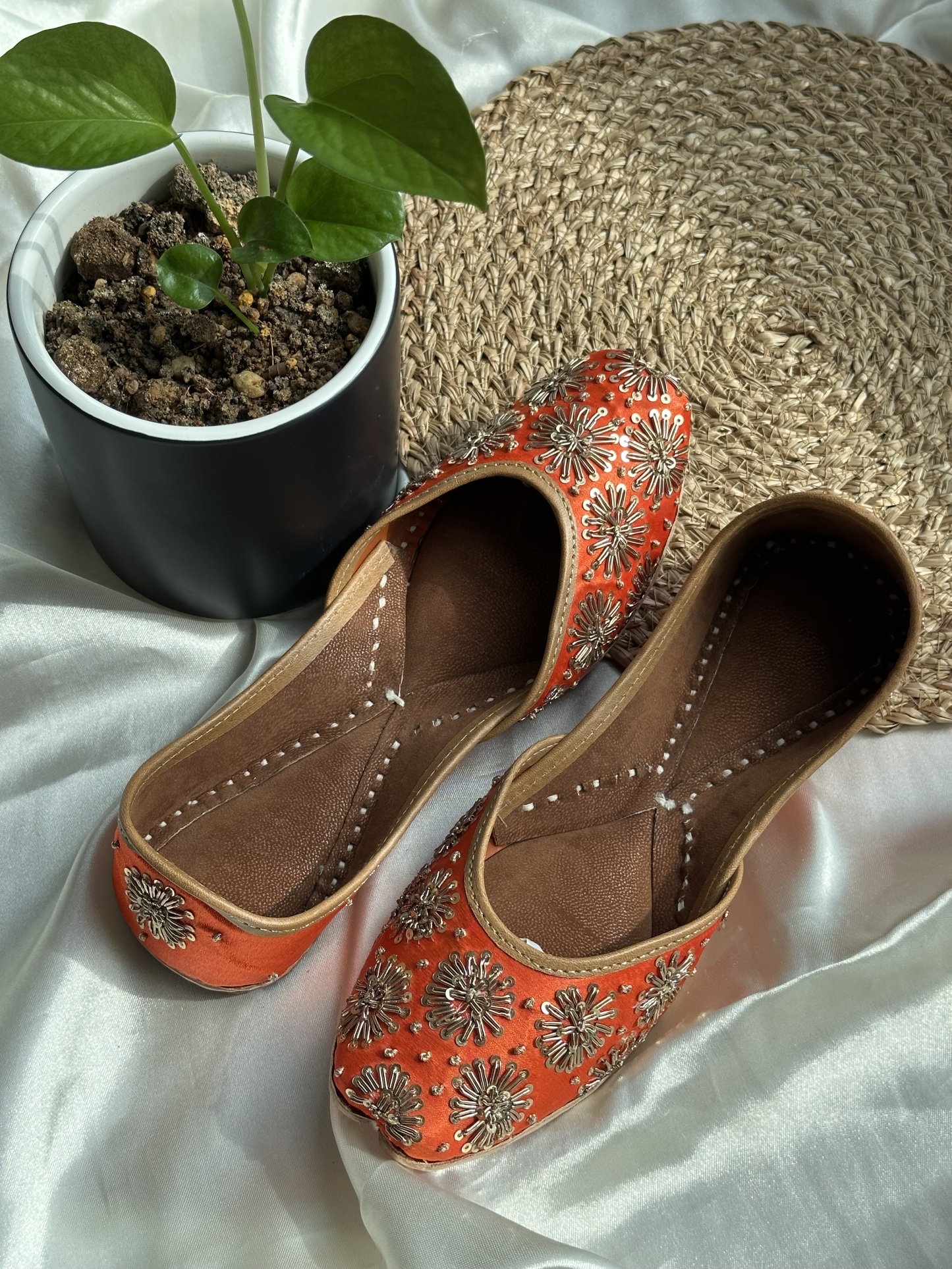Orange Sequinned Jutti