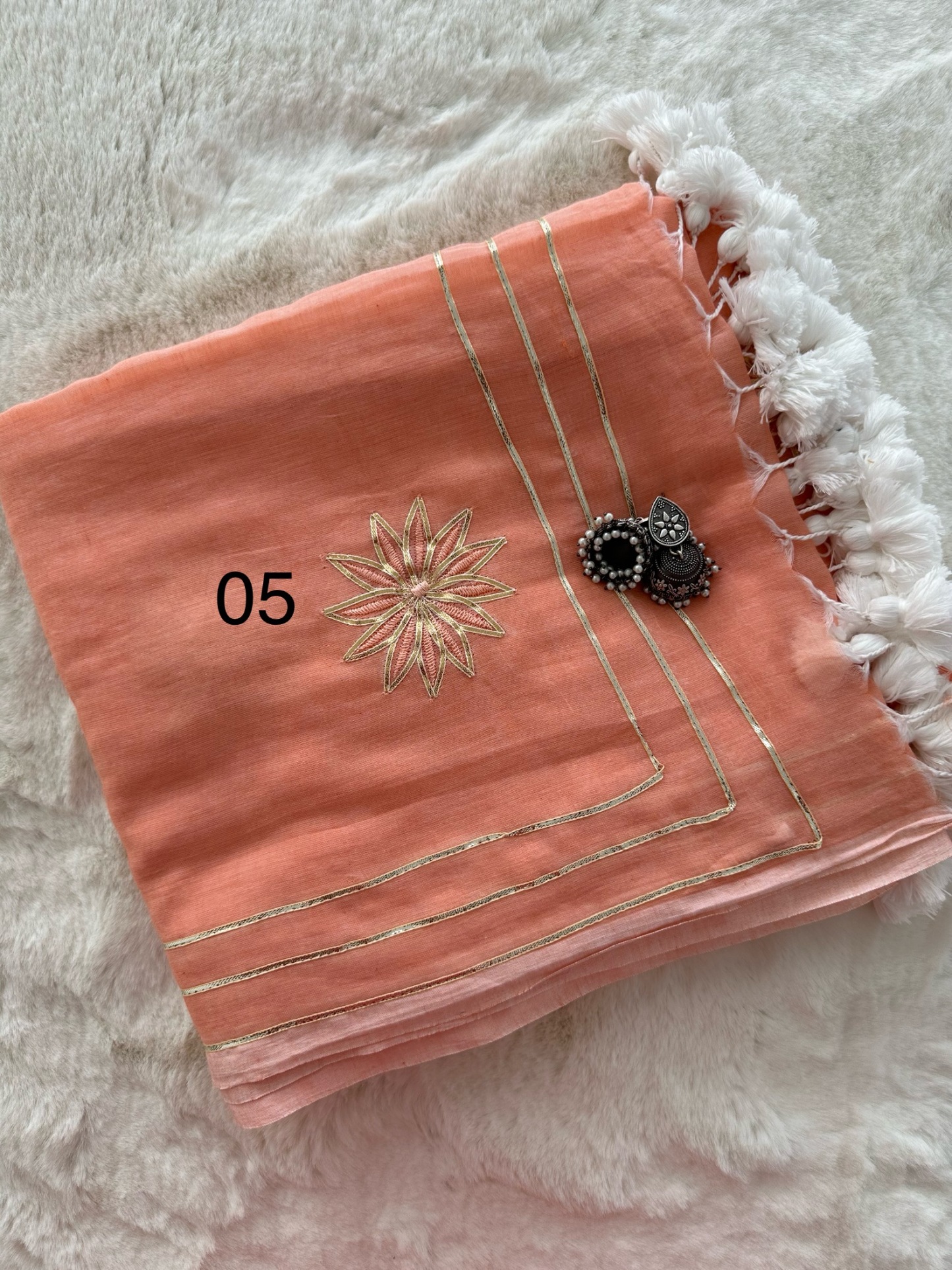 Mul Cotton Saree with Gota Pati
