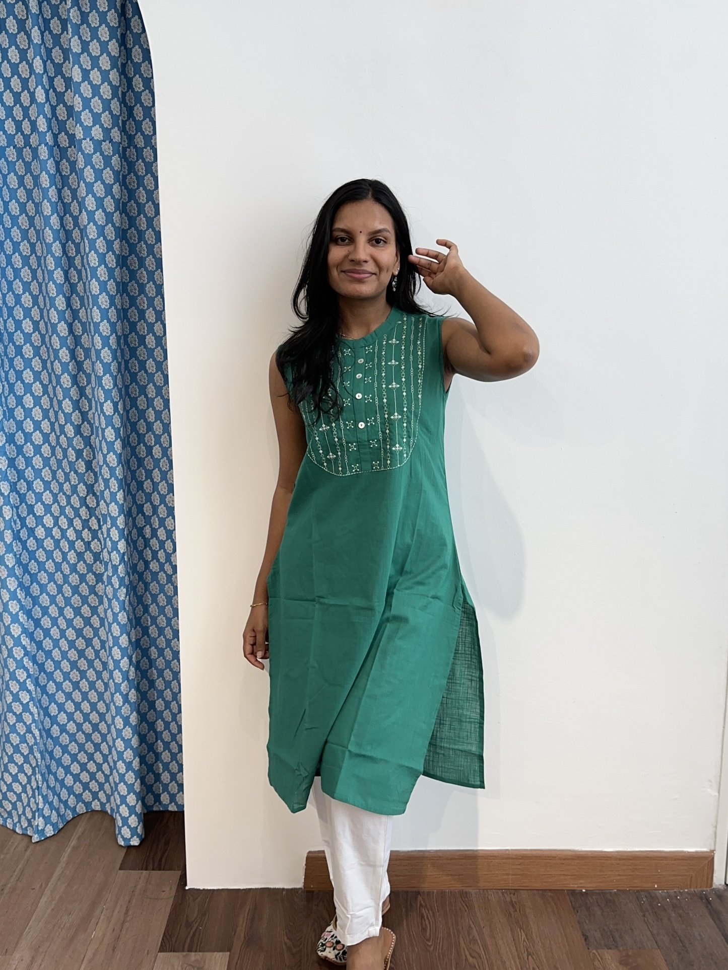 Linen Embroidered Coord Set