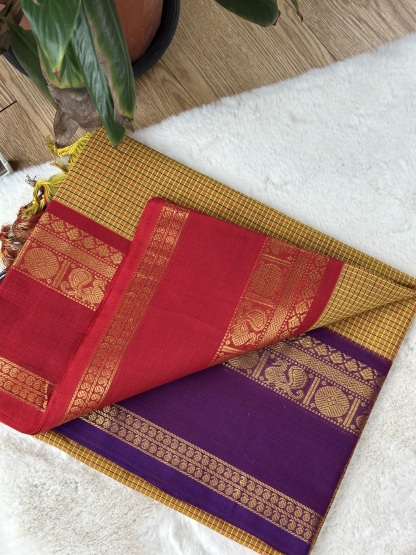 Handloom Cotton Saree with Blouse (80s)