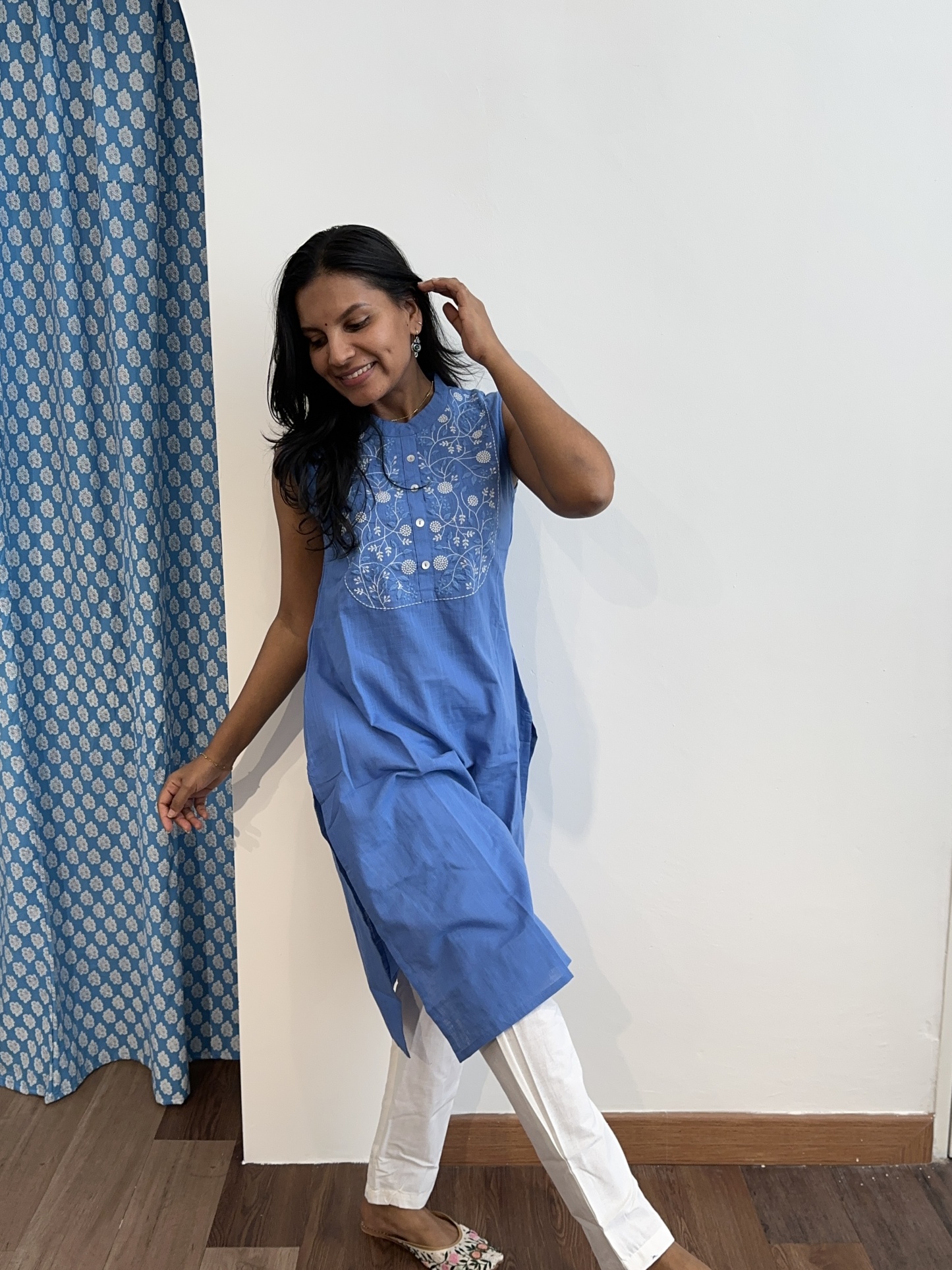 Linen Embroidered Coord Set