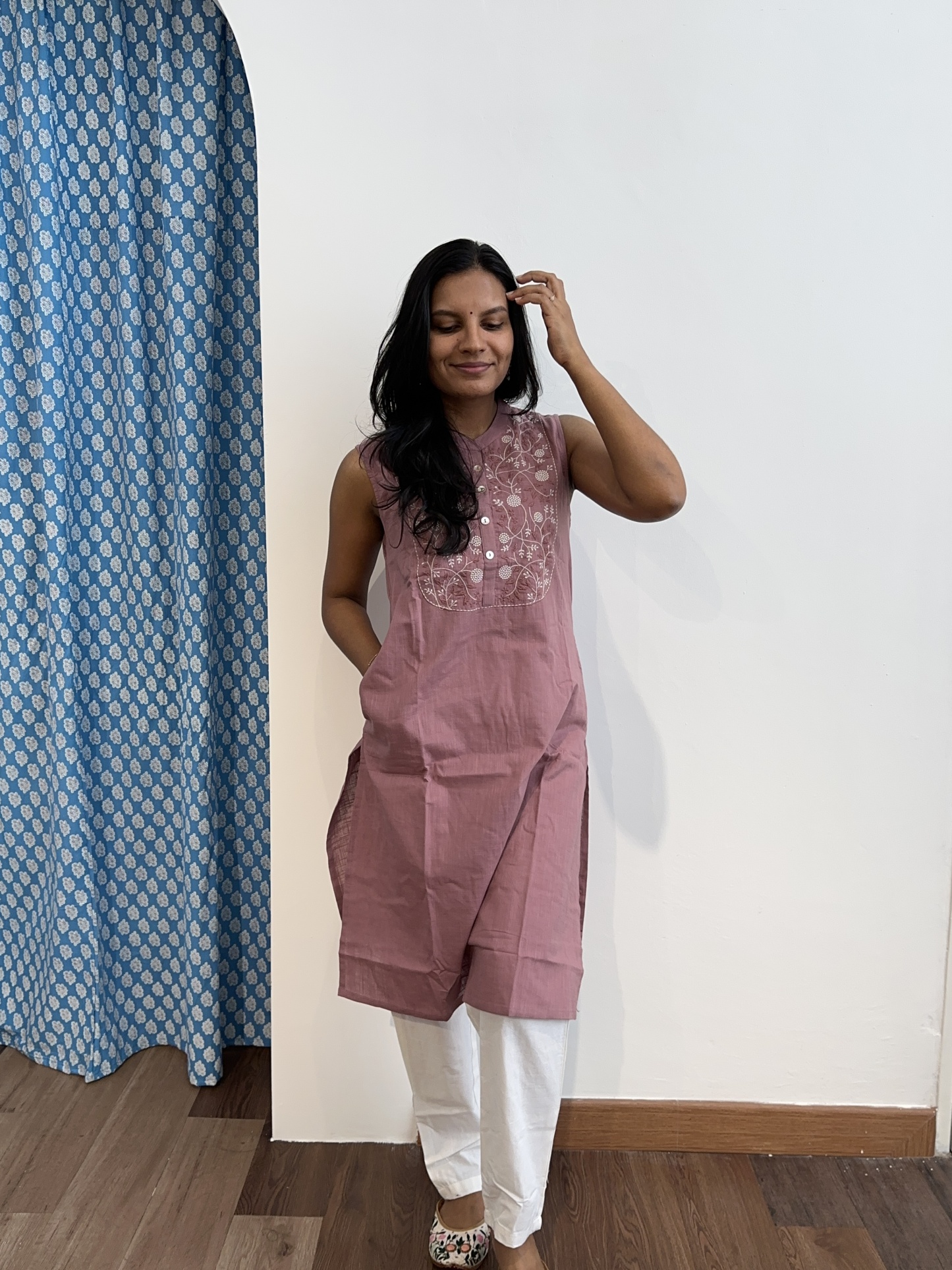 Linen Embroidered Coord Set