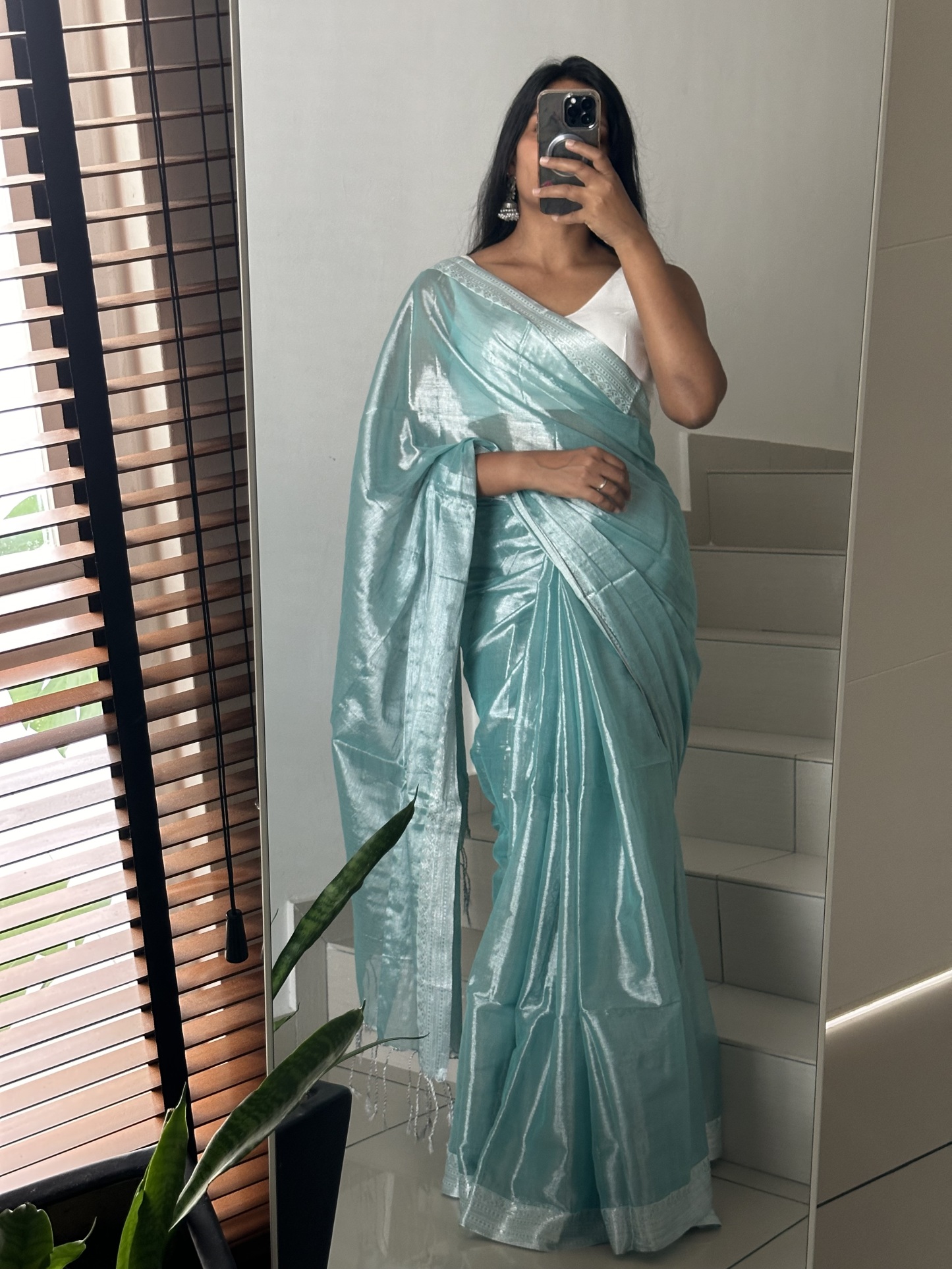 Soft Mul Tissue Silver Zari Saree
