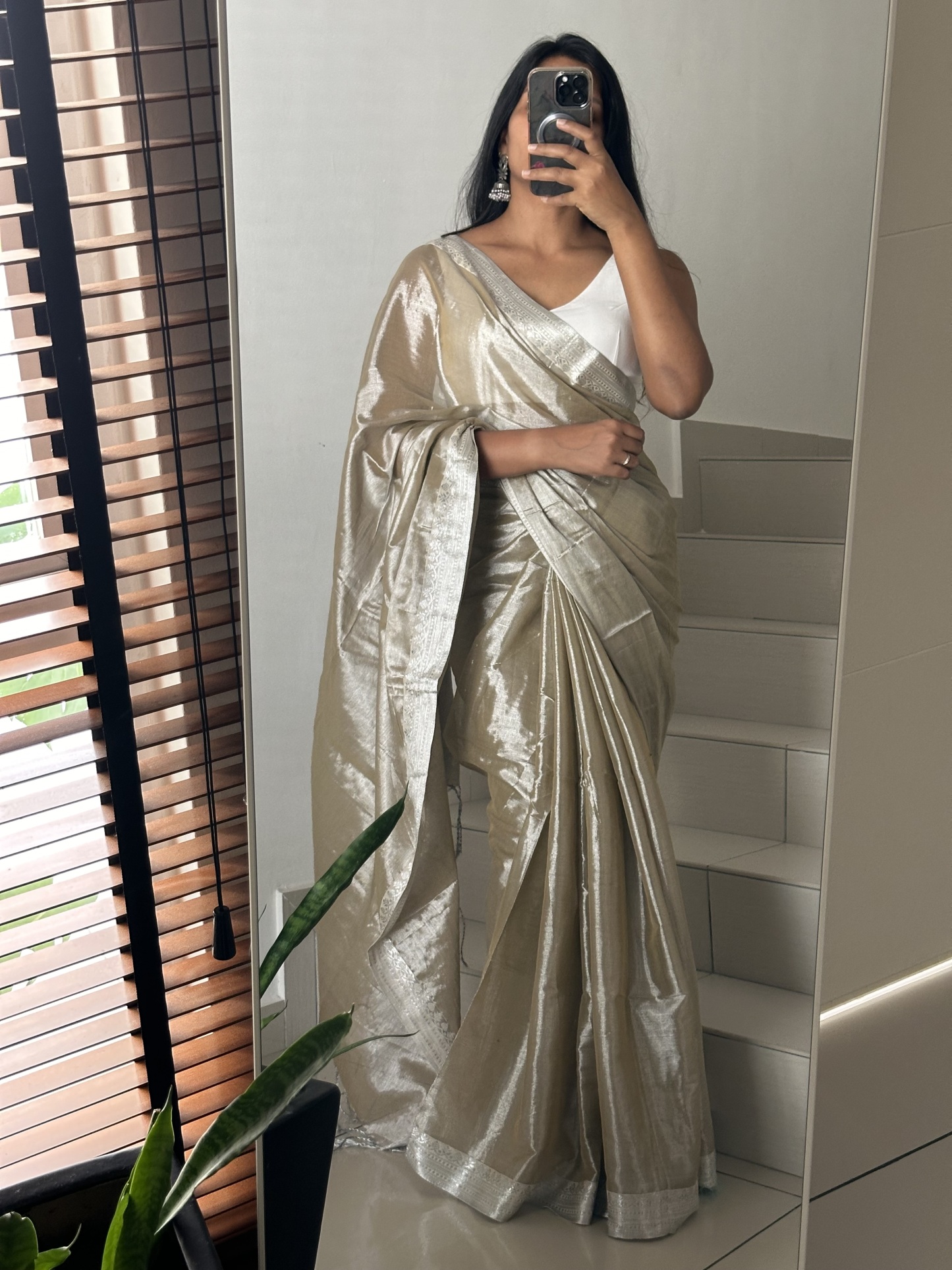 Soft Mul Tissue Silver Zari Saree