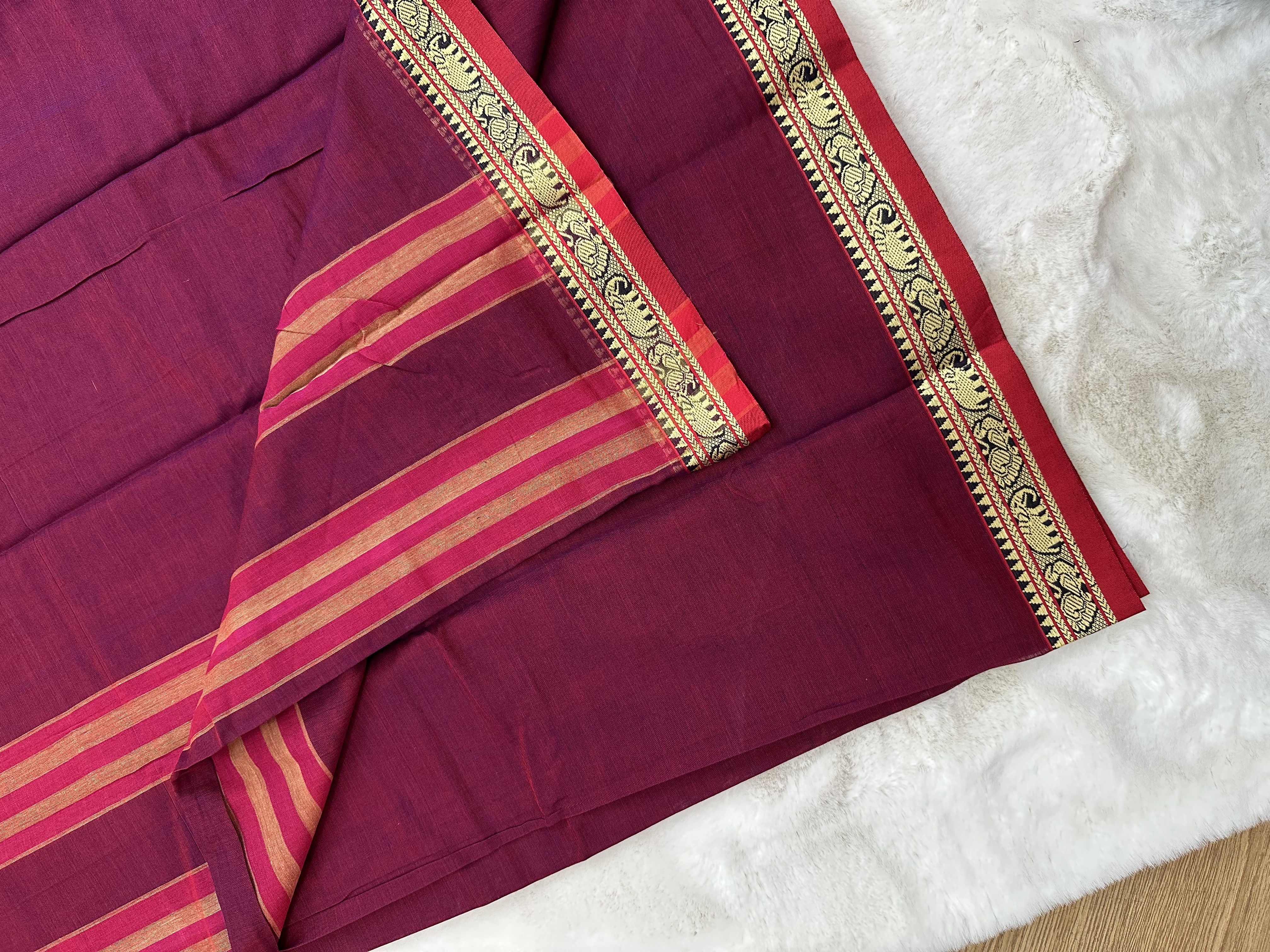 Mercerized Cotton Narayanpet (Elephant Magenta)