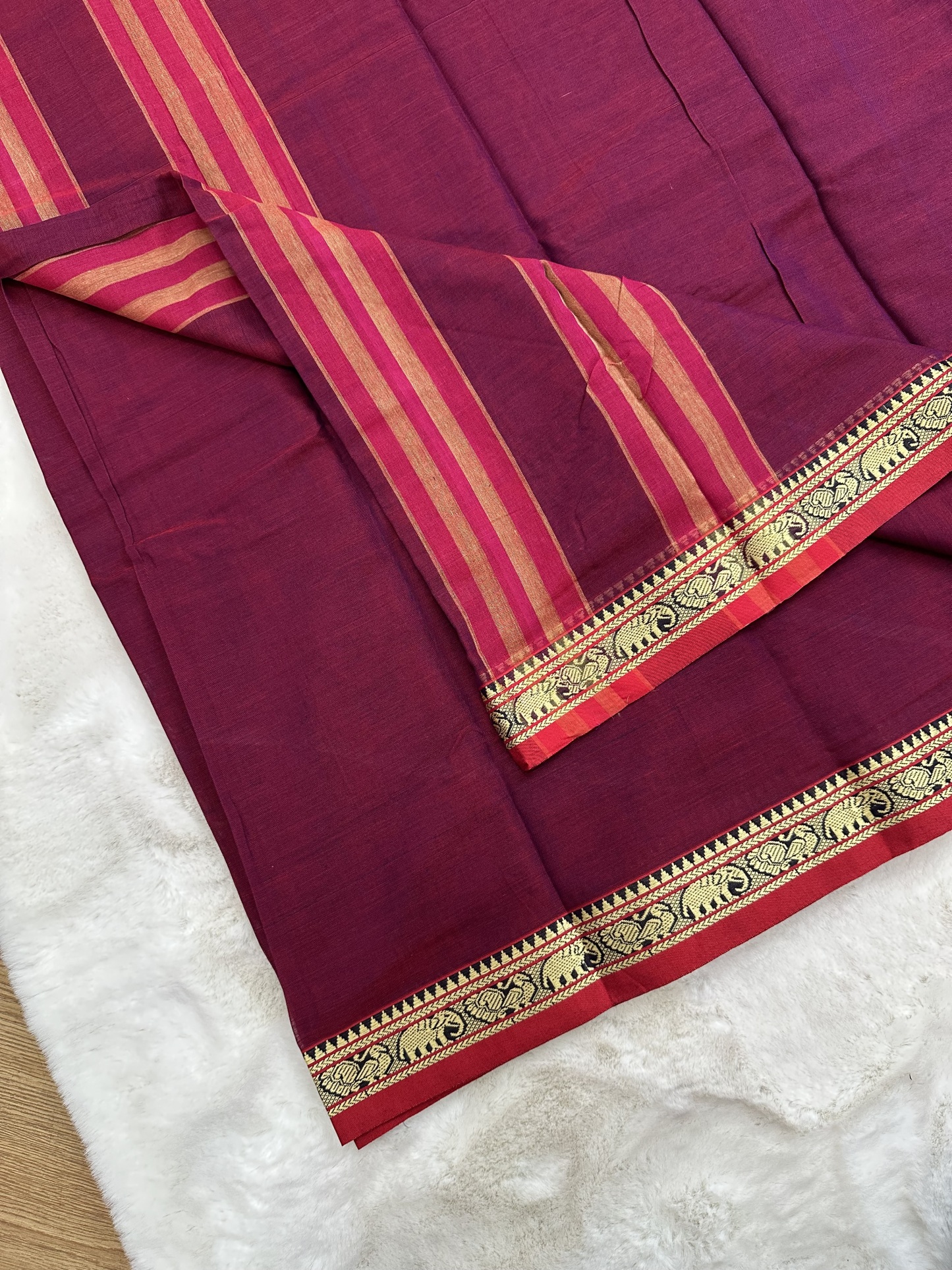 Mercerized Cotton Narayanpet (Elephant Magenta)