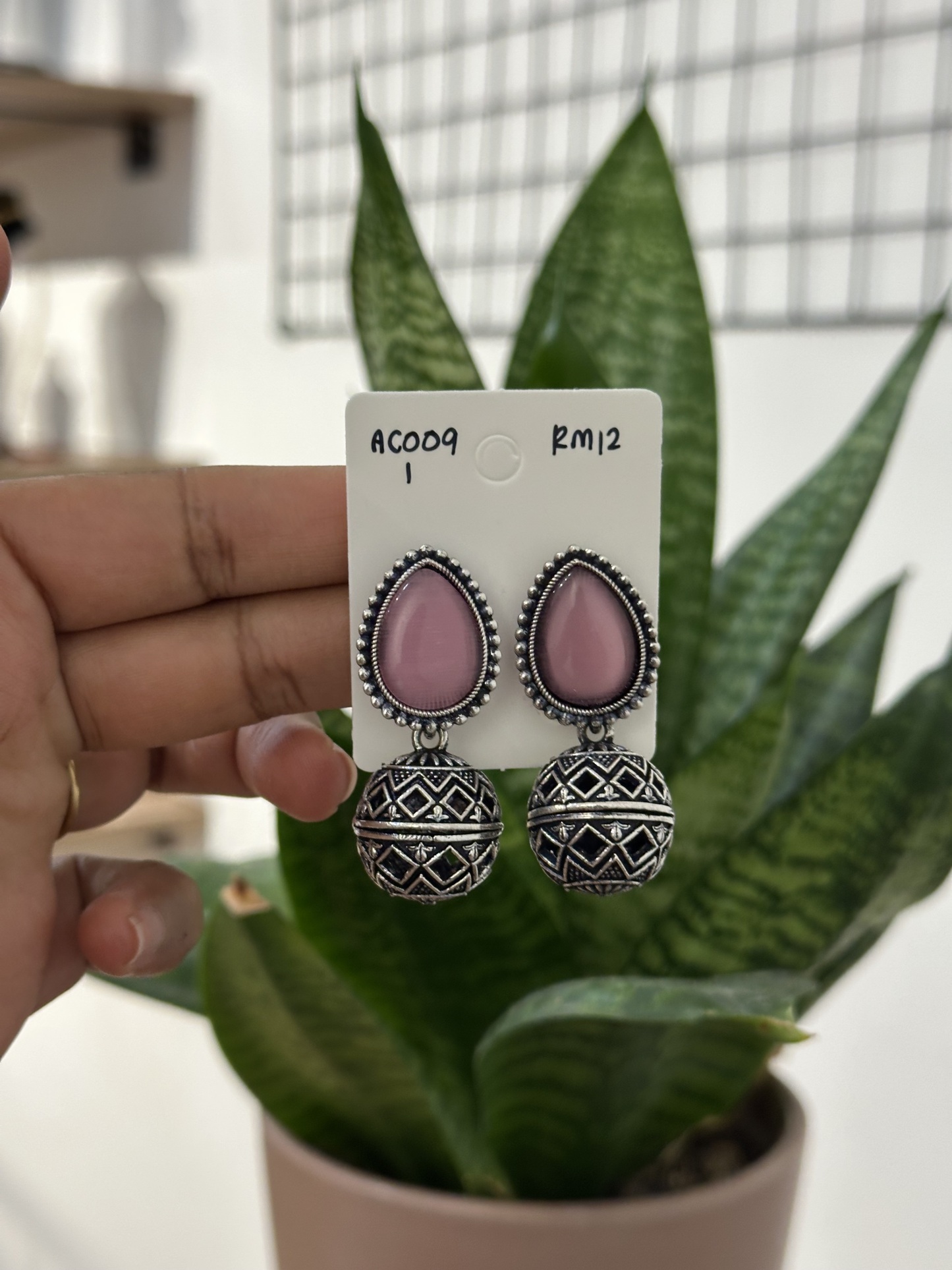 Ball Earring Silver Teardrop