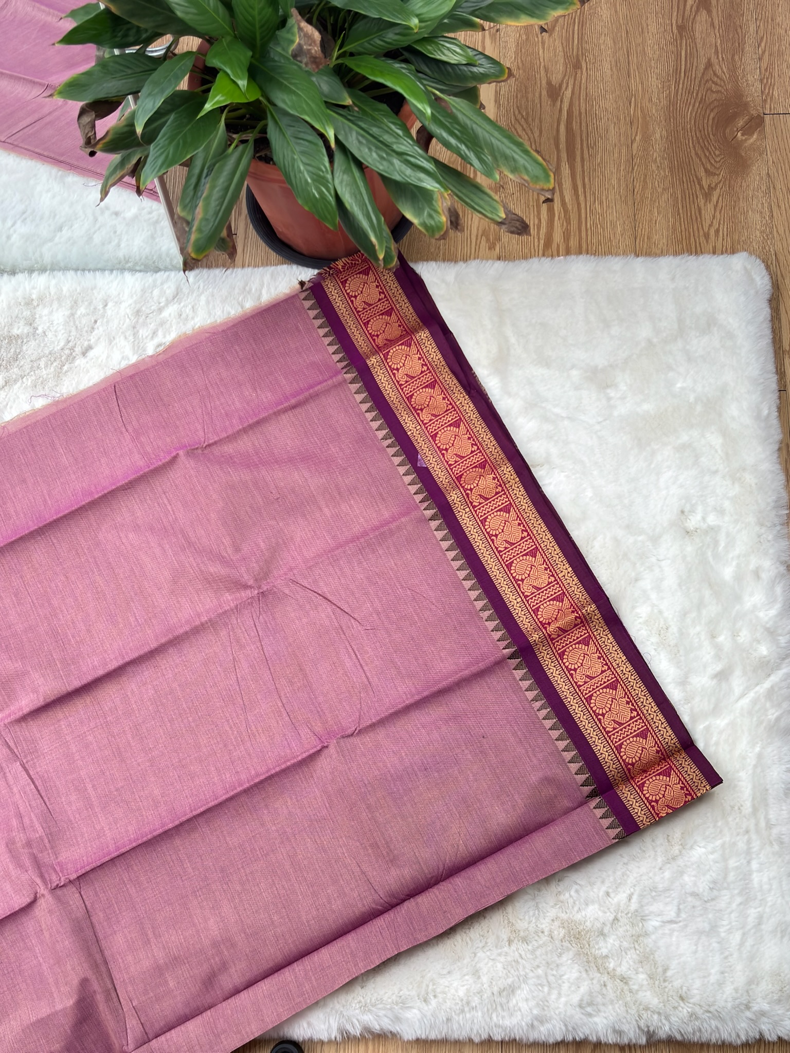 Handloom Cotton Saree without Blouse (60s)